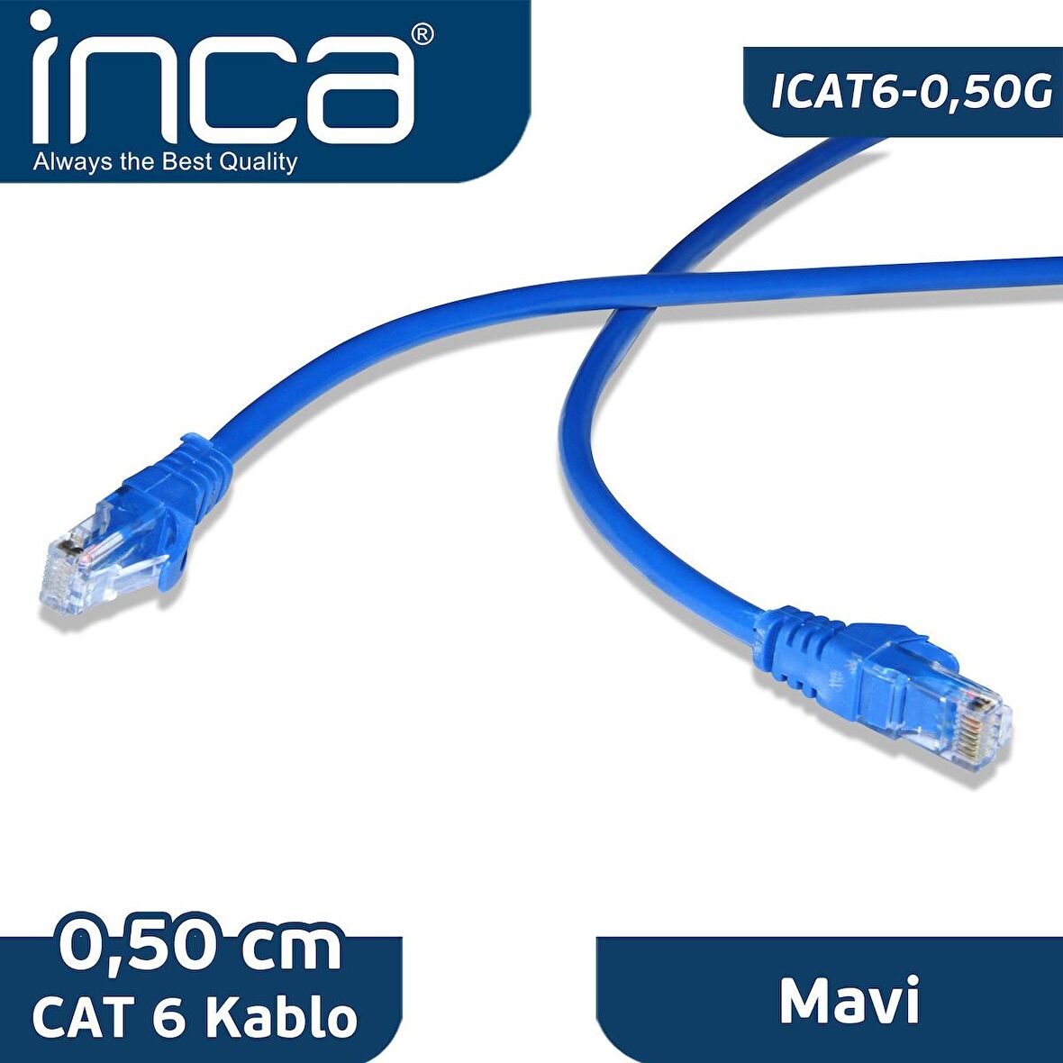 ICAT6-050 CAT6 0,50cm MAVİ PATCH KABLO