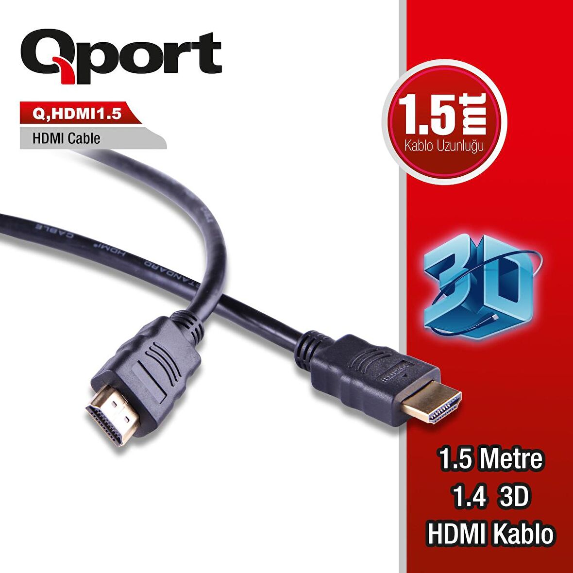 Q-HDMI1_5  Q-HDMI1.5 to HDMI1.5 1.4 3D 1.5 METRE ALTIN UÇLU KABLO