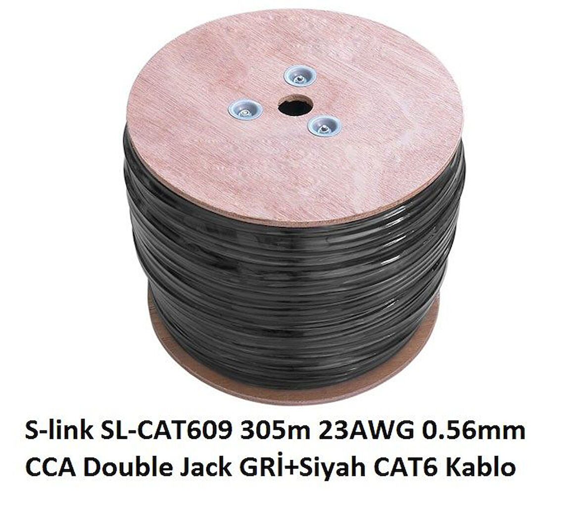 305m 23AWG 0.56mm CCA Double Jack GRİ+Siyah CAT6 Kablo SL-CAT609