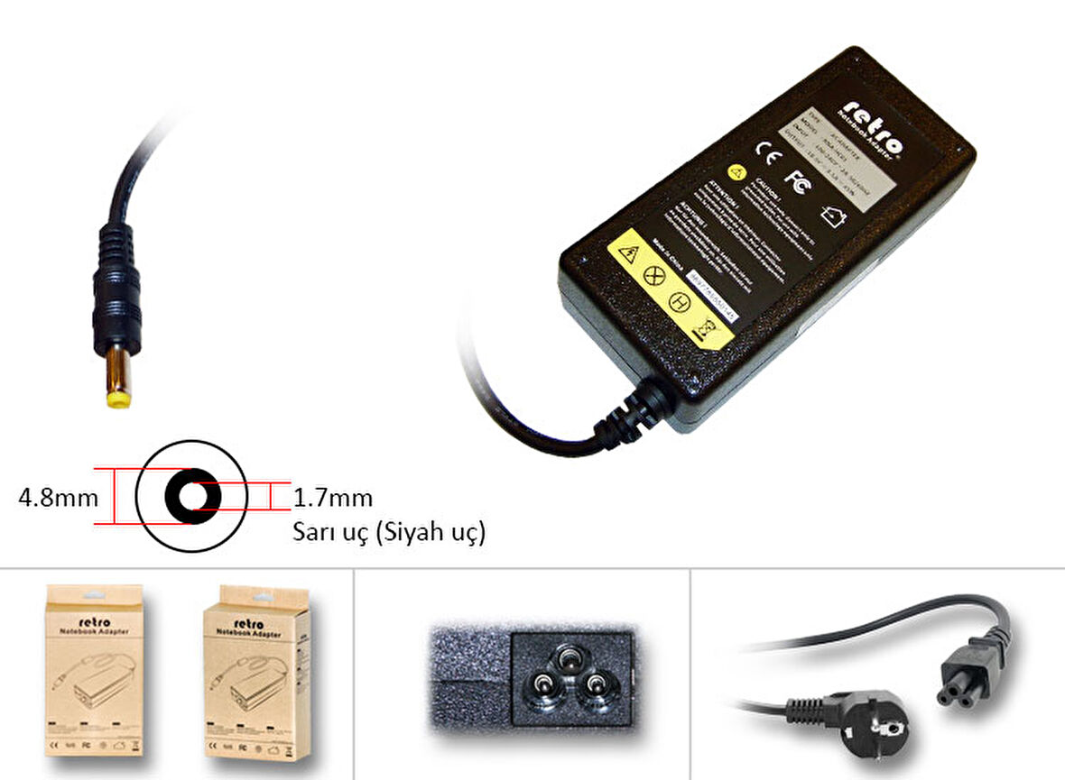 RNA-HC01  Hp Compaq 65W Sarı Uç Notebook Adaptör RNA-HC01