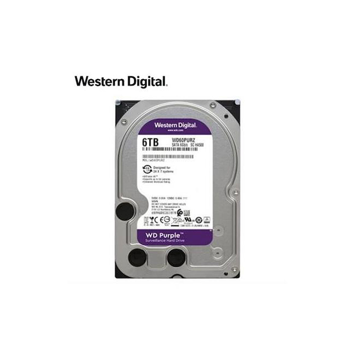 6TB 3.5" SATA 64MB 5900RP PURPLE WD62PURZ 7/24 GUVENLIK (3 YIL GARANTI)