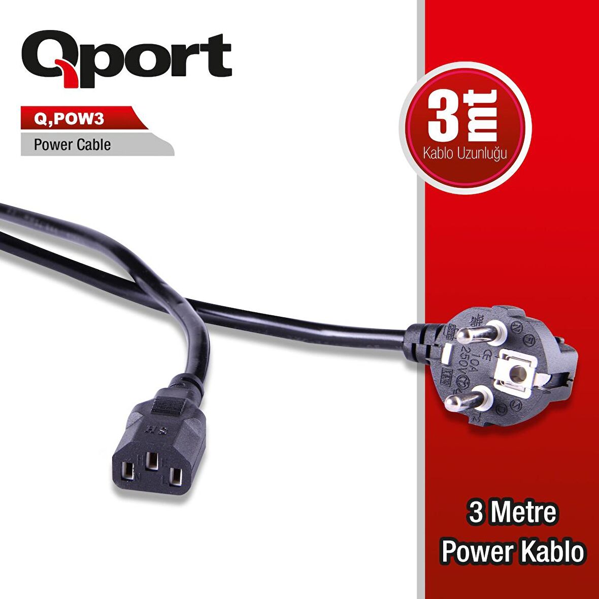 Q-POW3  Q-POW3 3 METRE PC POWER KABLOSU