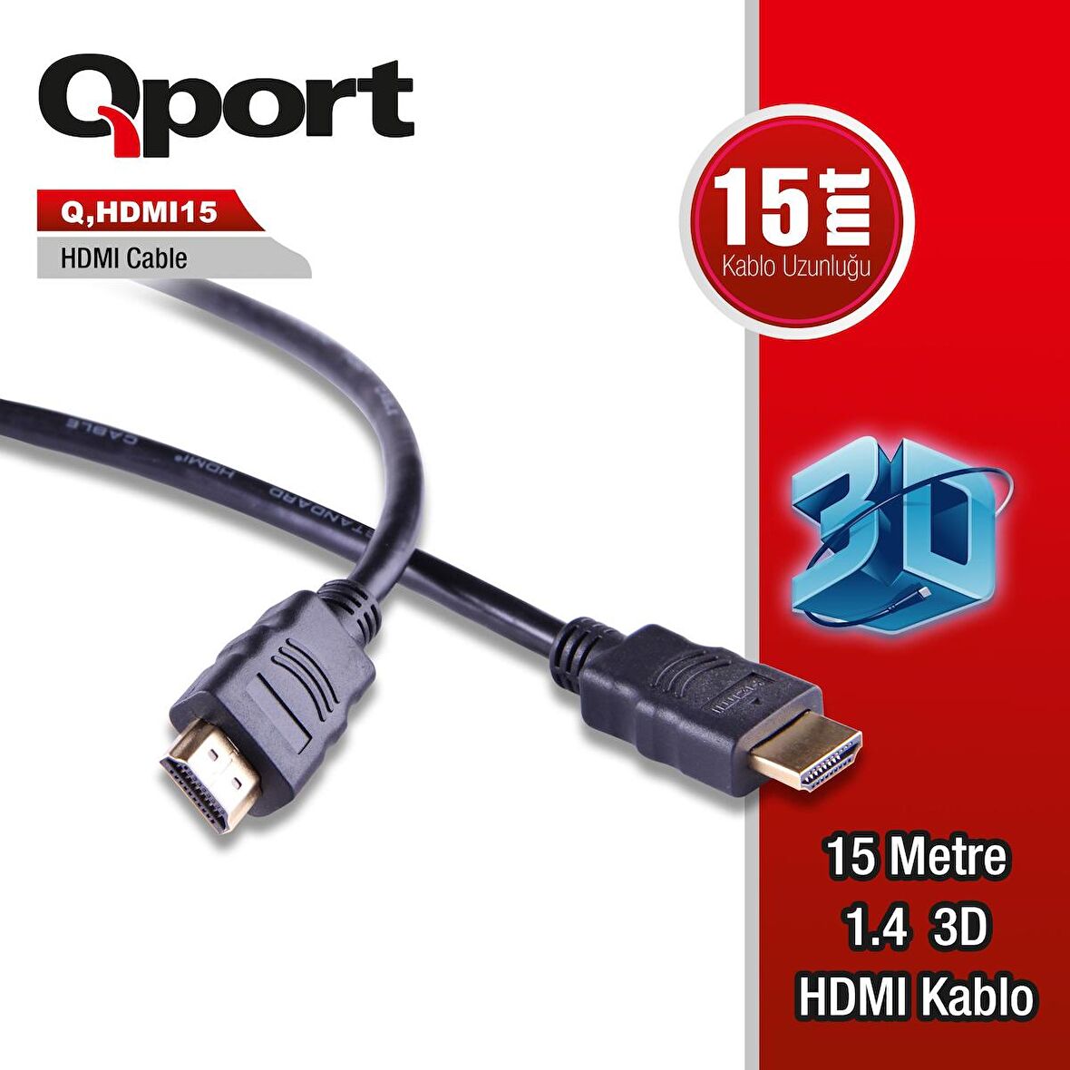 Q-HDMI15  Q-HDMI15 to HDMI15 1.4 3D 15 METRE ALTIN UÇLU KABLO