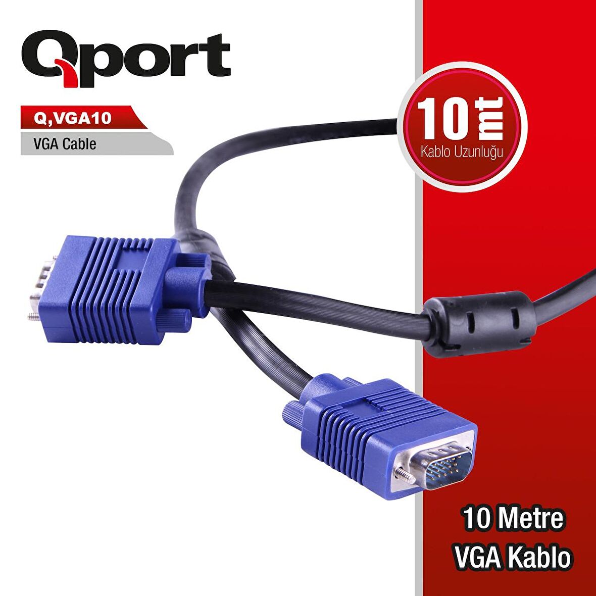 Q-VGA10  Q-VGA10 15 PİN FİTRELİ 10 METRE ERKEK ERKEK MONİTÖR KABLO