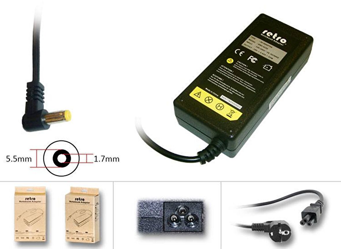 RNA-AC02  Acer Aspire, Extensa, TravelMate 65W Notebook Adaptör RNA-AC02