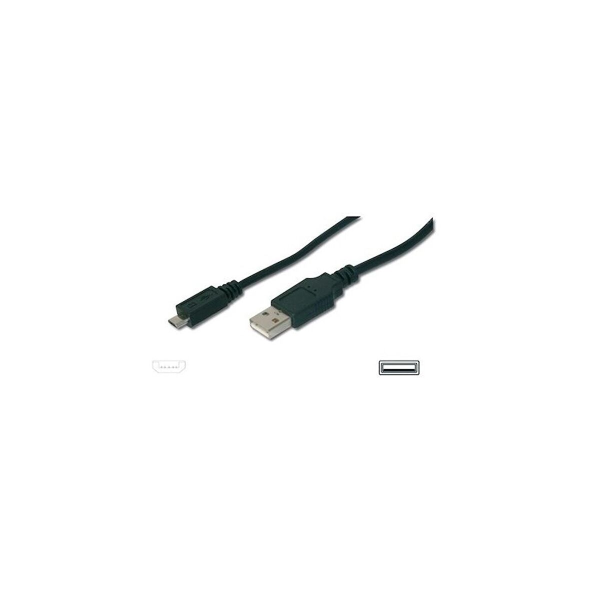 AK-300110-030-S USB 2.0 Bağlantı Kablosu, USB A Erkek - USB Micro B Erkek, 3 metre, AWG 28, USB 2.0 uyumlu, UL, siyah renk