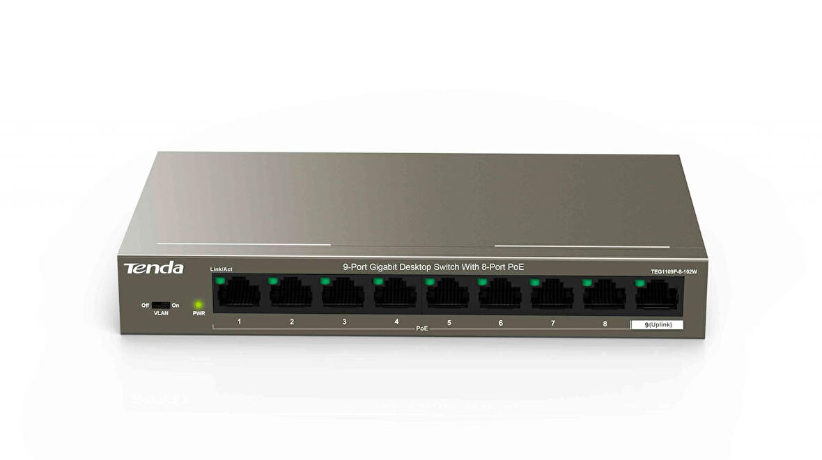 8 Port PoE 9 Port Masaüstü Switch TEG1109P-8-102W