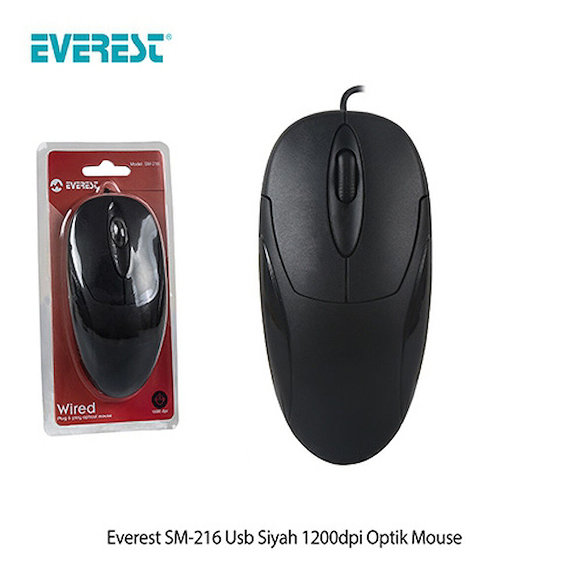 SM-216 Usb Siyah 1200dpi Optik Mouse