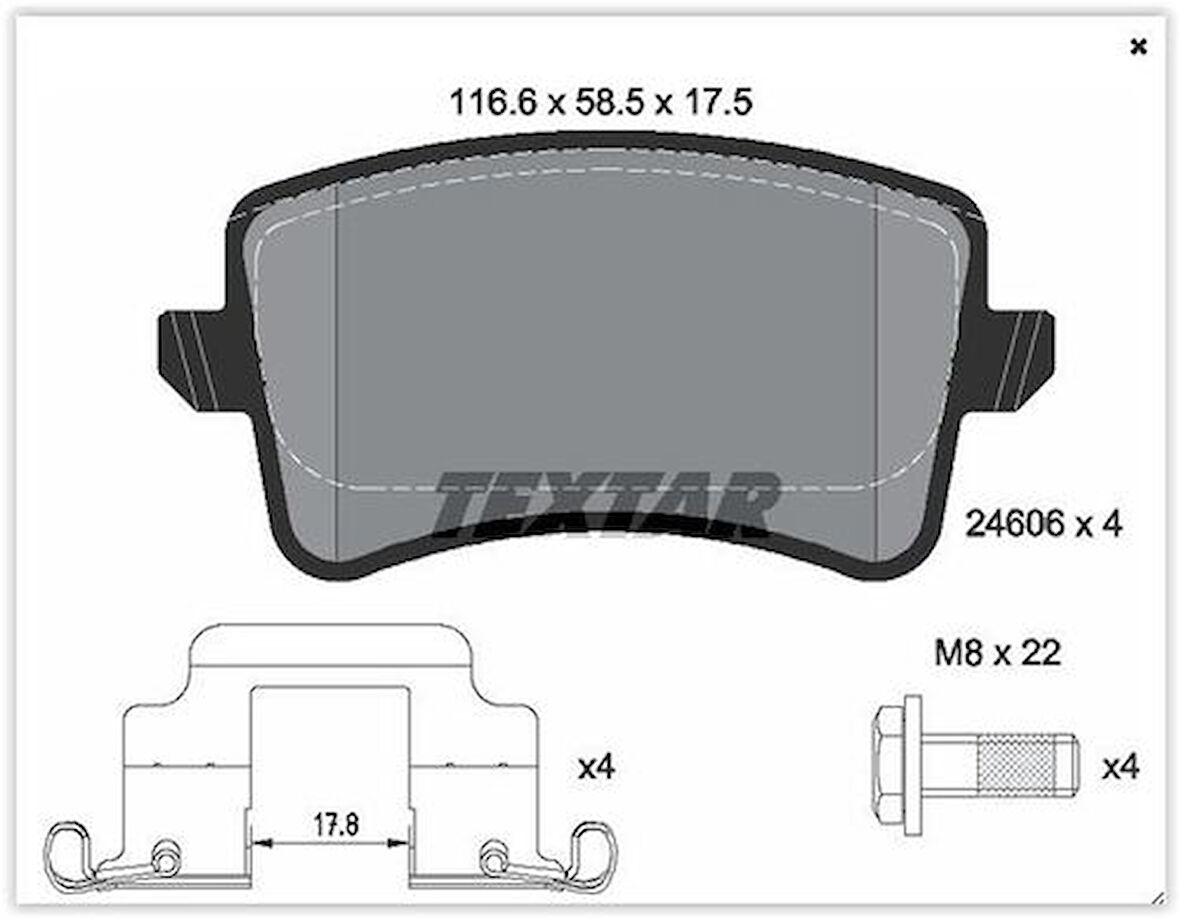 Textar 2460602 Fren Balatası Arka Gdb1765-Fdb4050 Volkswagen A4-A5-Q5 Bm 08- 8K0698451A