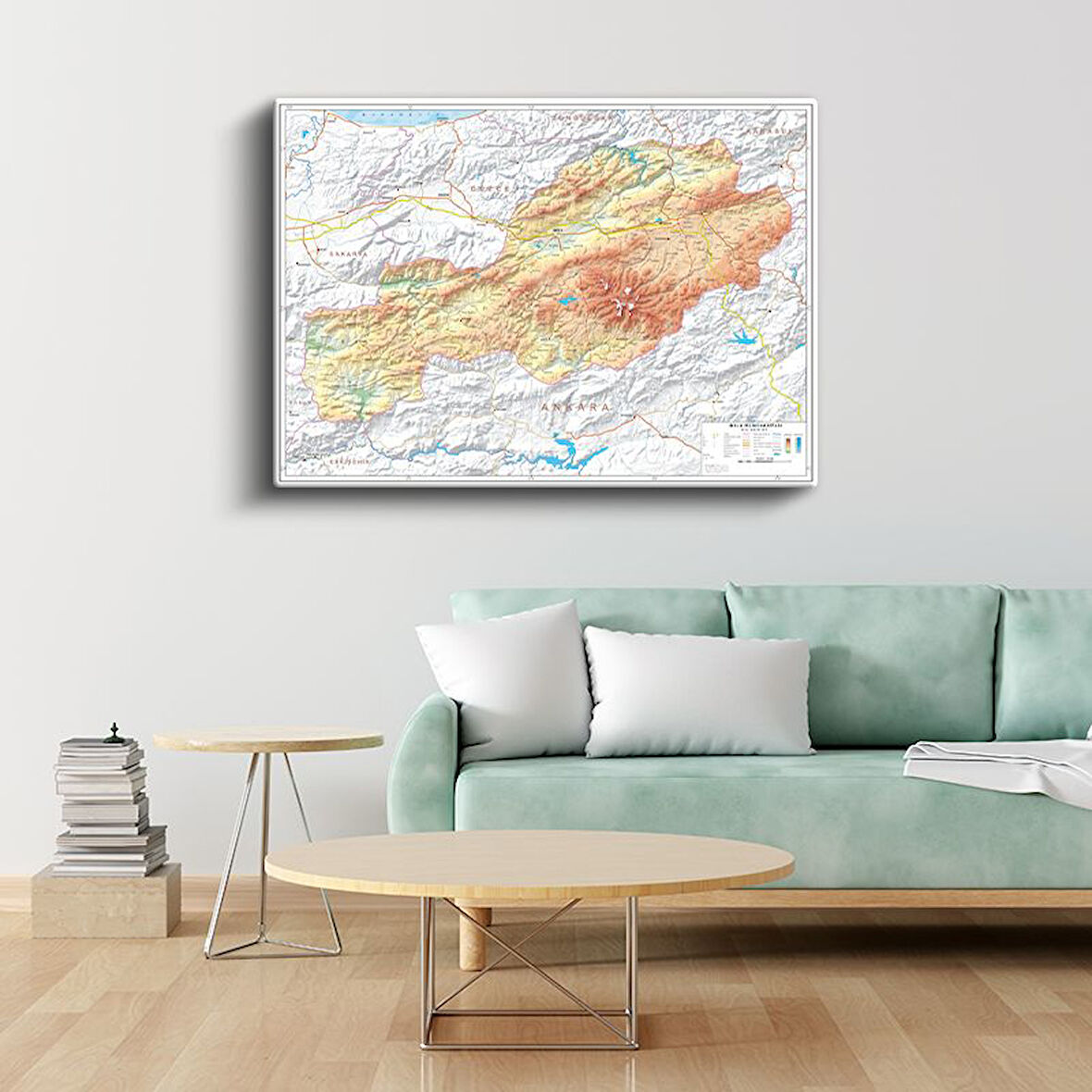 Bolu - Fiziki Haritası Kanvas Tablo