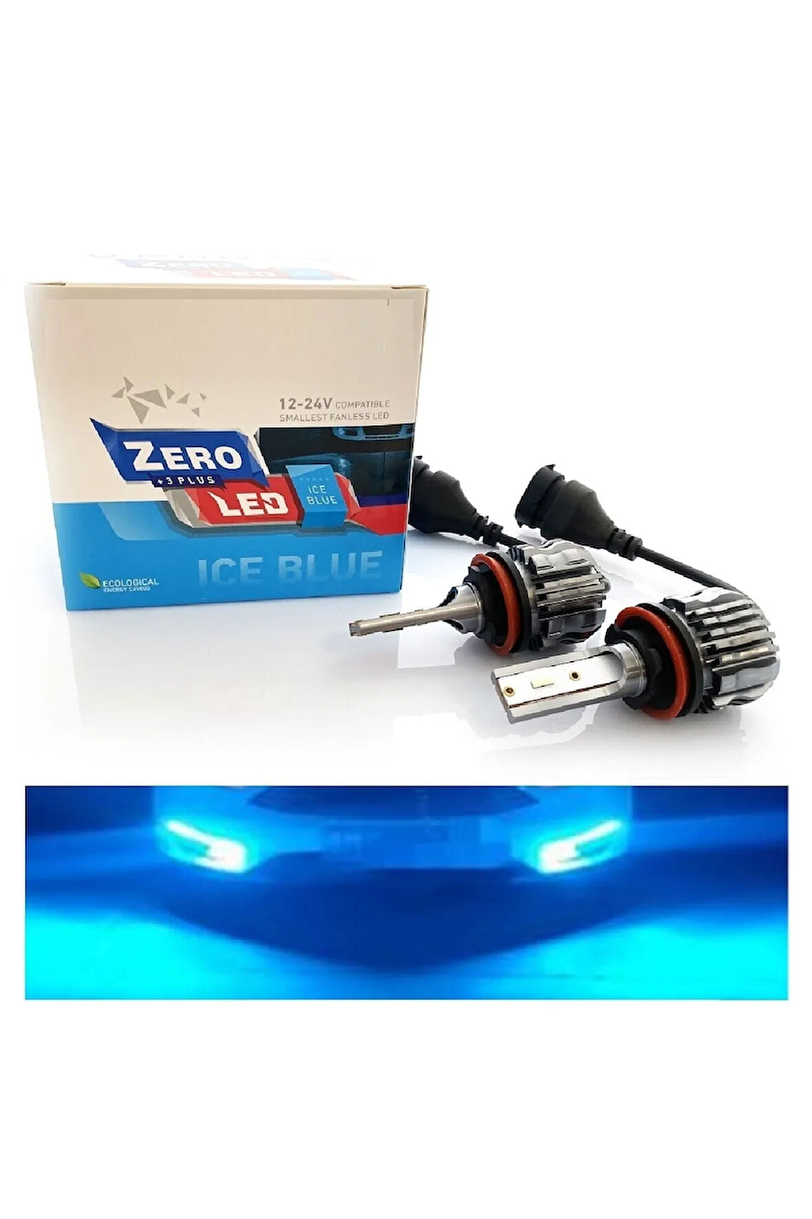 H16 Led Xenon Oto Ampul Zero Fansız Buz Mavi