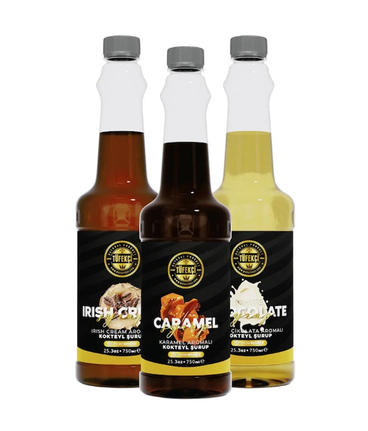 Beyaz Çikolata-karamel-ırısıh Cream 3'lü Avantajlı Paket Kokteyl, Pasta Ve Kahve Şurubu (750 ML X 3)