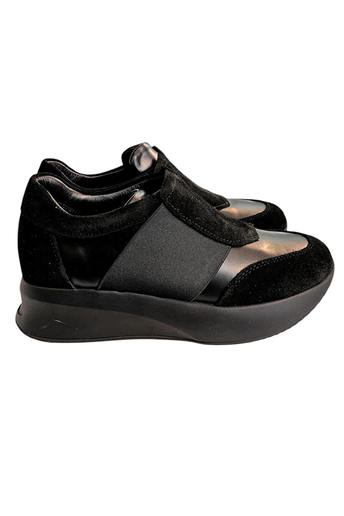 Siyah Hakiki Deri Comfort Taban Sneaker