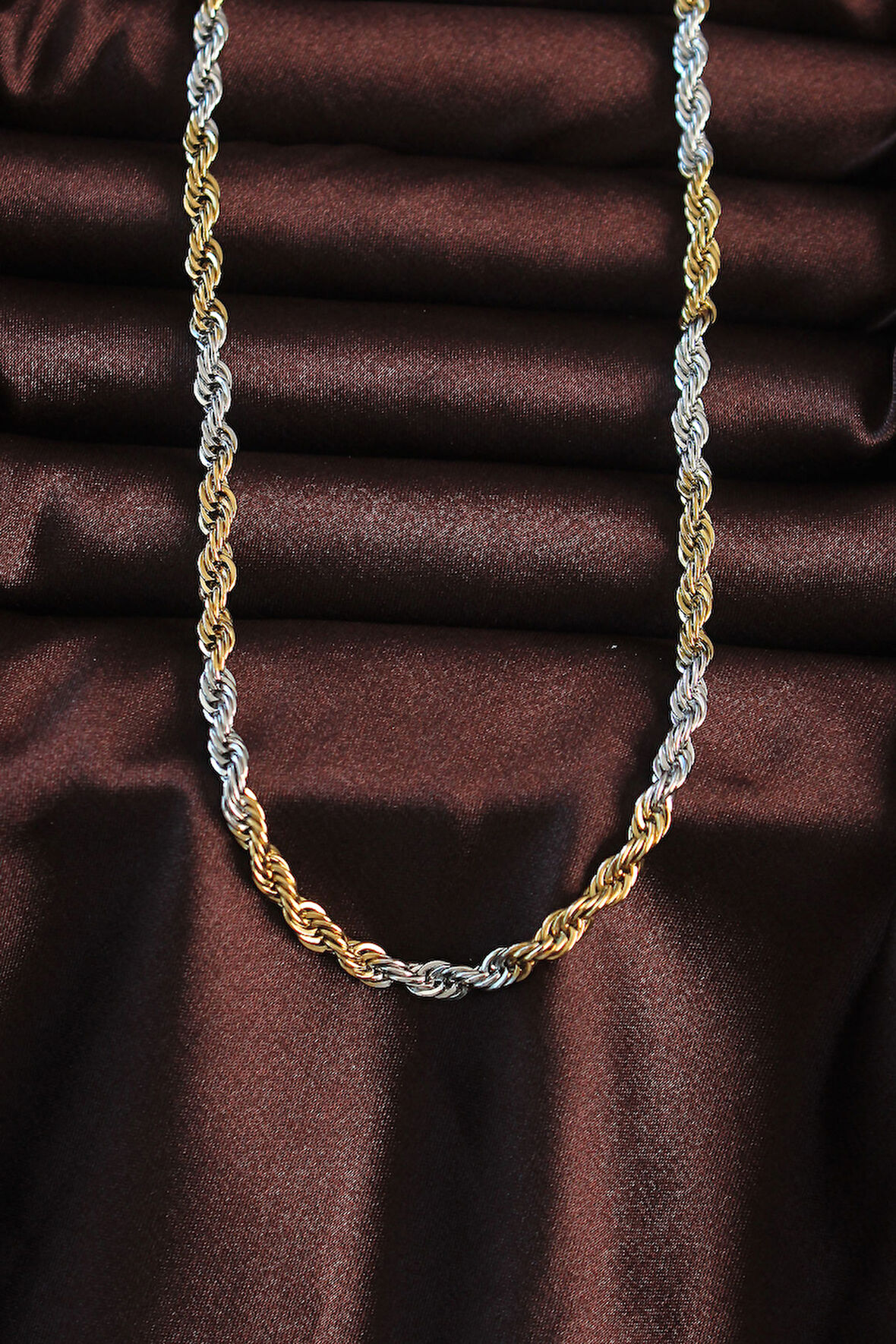 316L Çelik Çift Renk Burgu Tasarımlı Kolye - TJ-ERK1364