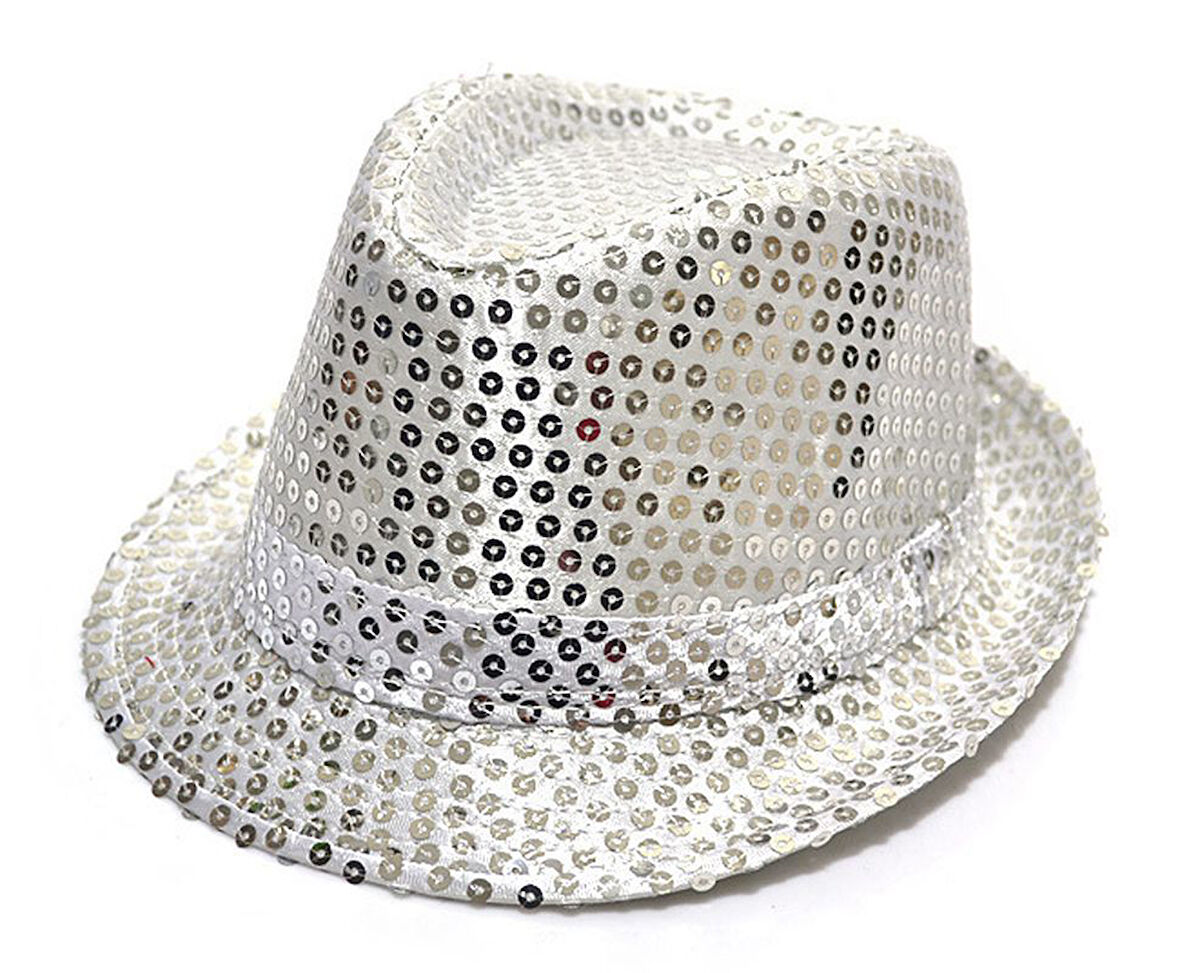 Payetli Çocuk Şapkası Gümüş Renk