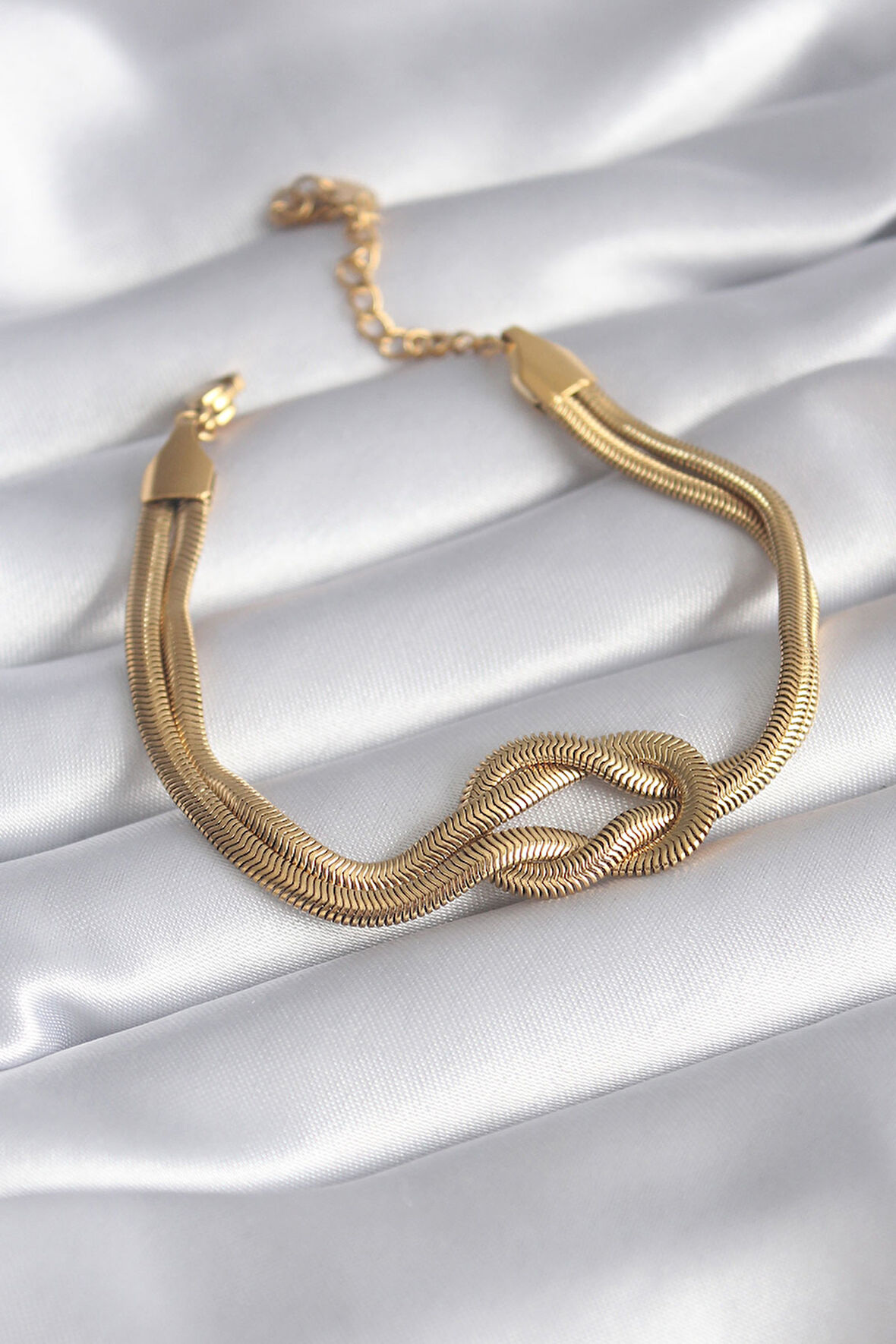 Tegan 316L Çelik Gold Renk İtalyan Zincir Düğüm Model Kadın Bileklik TG27BB5861