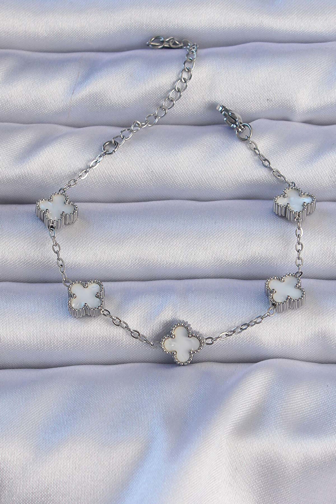 Tegan 316L Çelik Gümüş Renk Sedefli Baby Boy Yonca Model Bileklik TG27BB6302