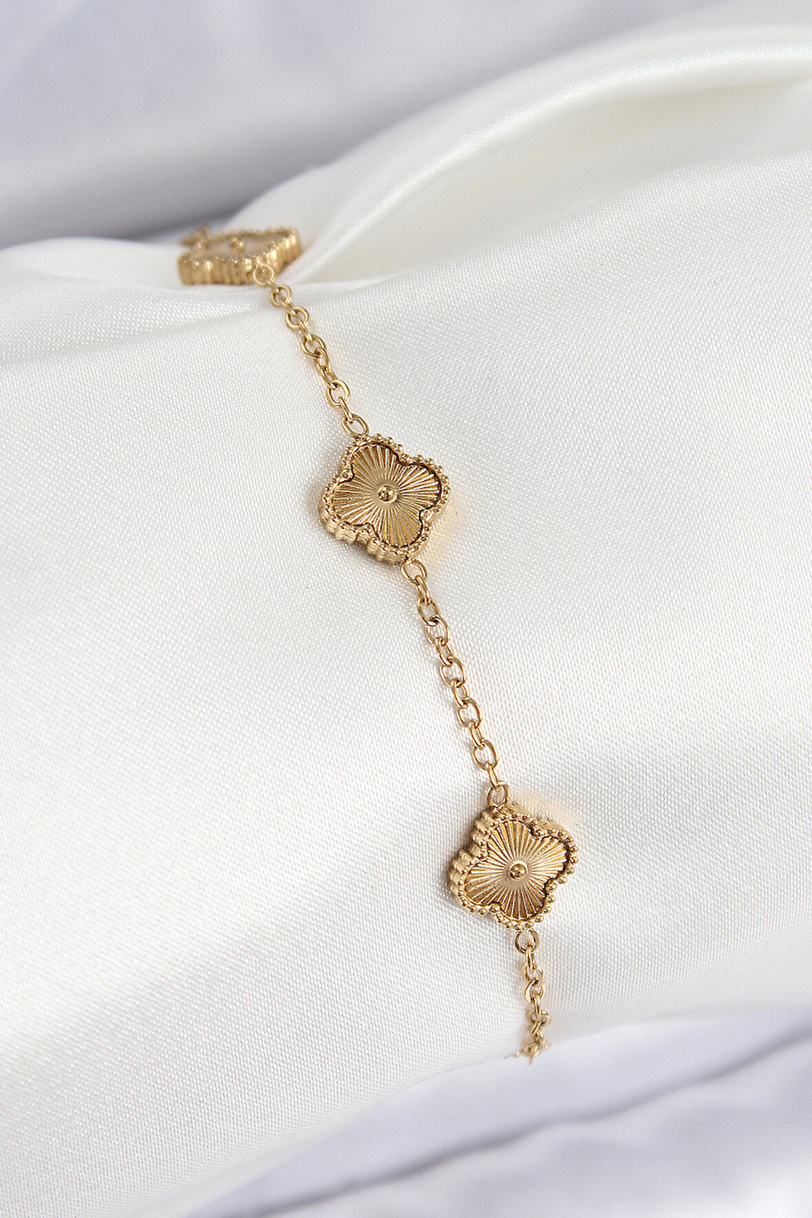 Tegan 316L Çelik Gold Renk Yonca Kadın Bileklik TG27BB7675