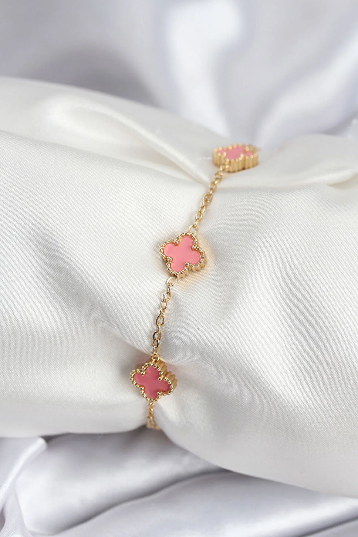 Tegan 316L Çelik Gold Renk Pembe Baby Boy Yonca Kadın Bileklik TG27BB7946