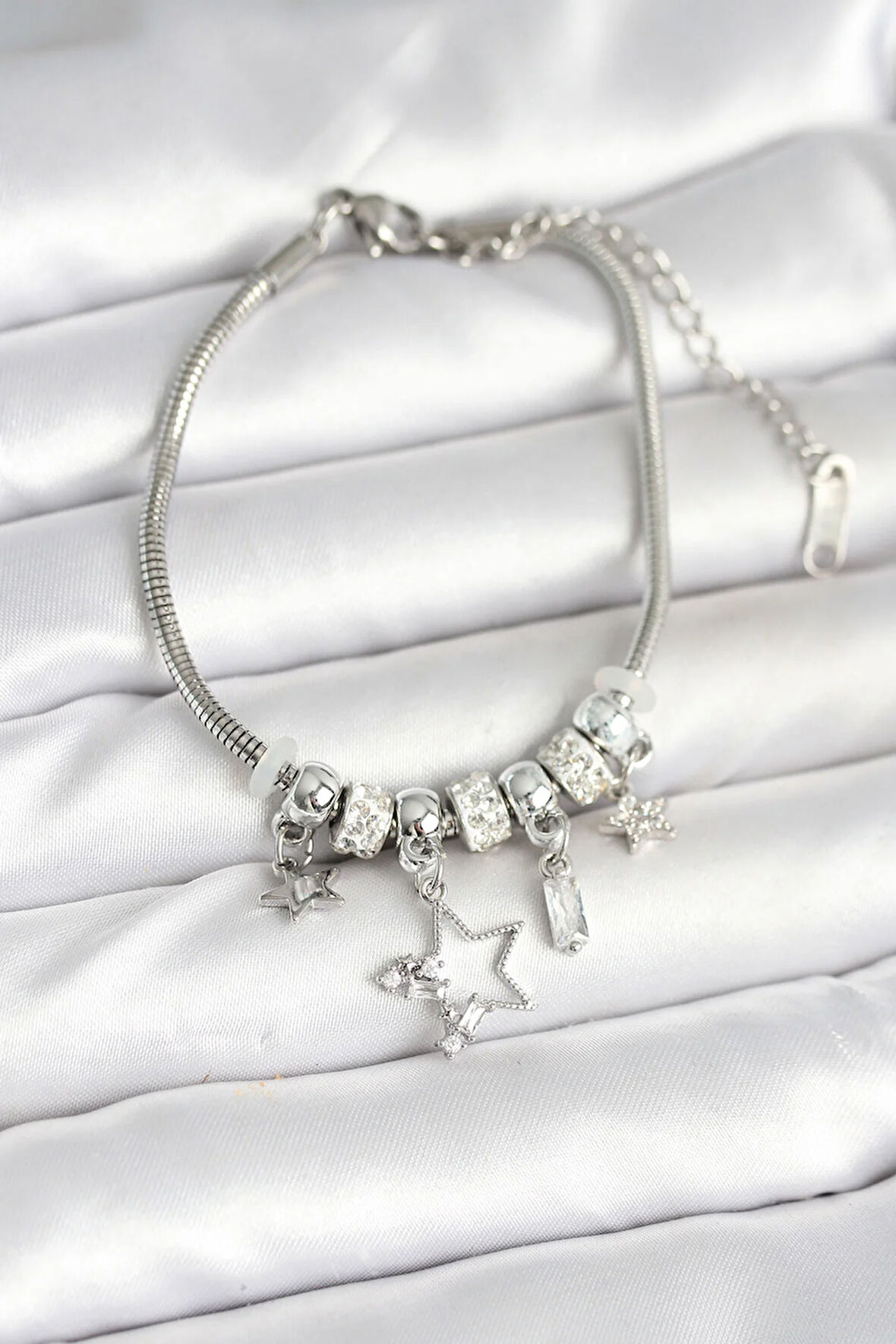 Tegan Pirinç Gümüş Renk Yıldız Charmlı Kadın Bileklik TG27BB7994