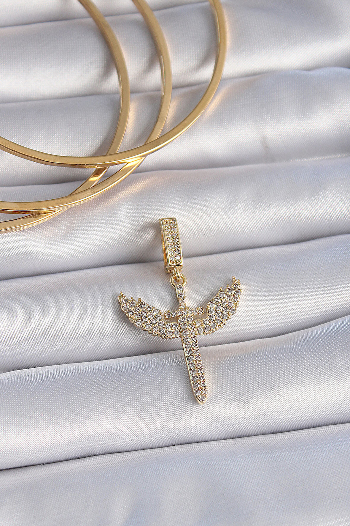 Tegan Pirinç Gold Renk Zirkon Taşlı Mikail Model Ajda Charm TG27BC1003