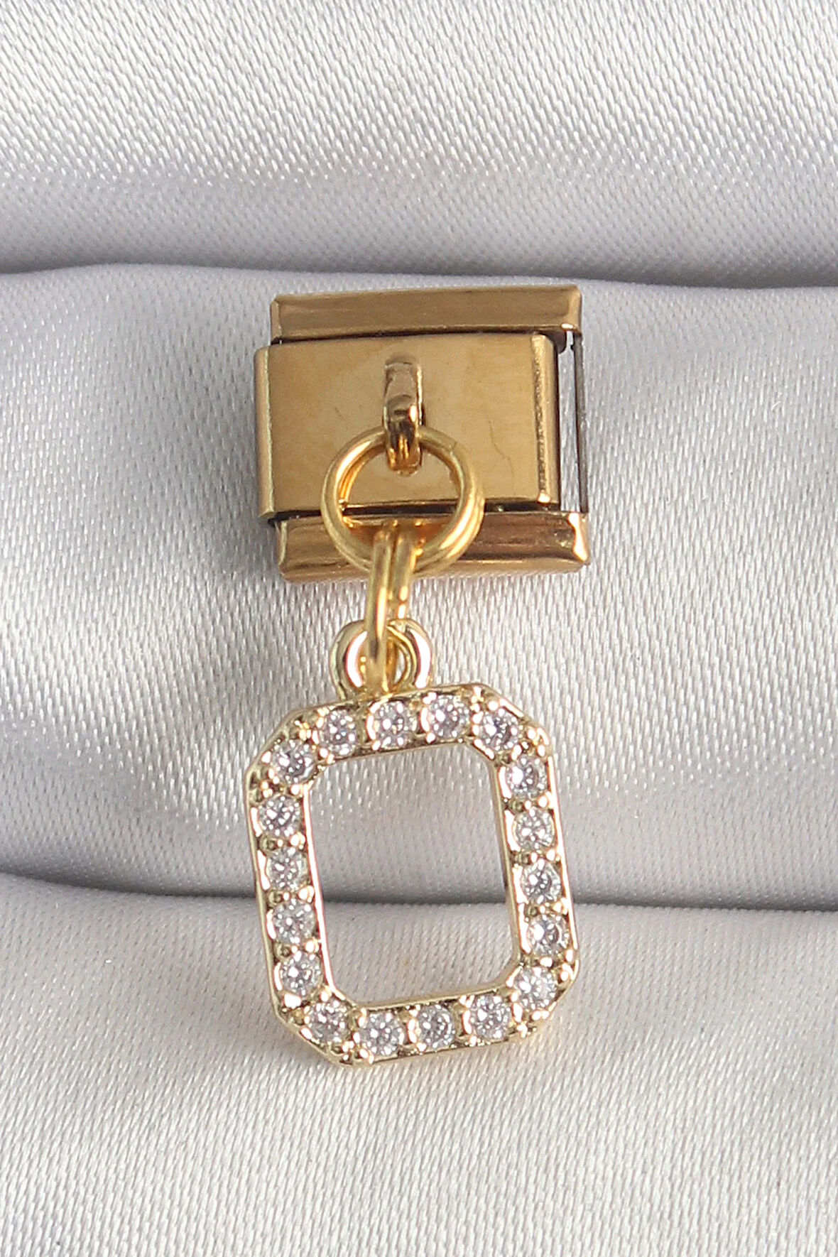 Tegan 316L Çelik Gold Renk Sallantı Kare Zirkon Taşlı Nomination Charm TG27BC1350