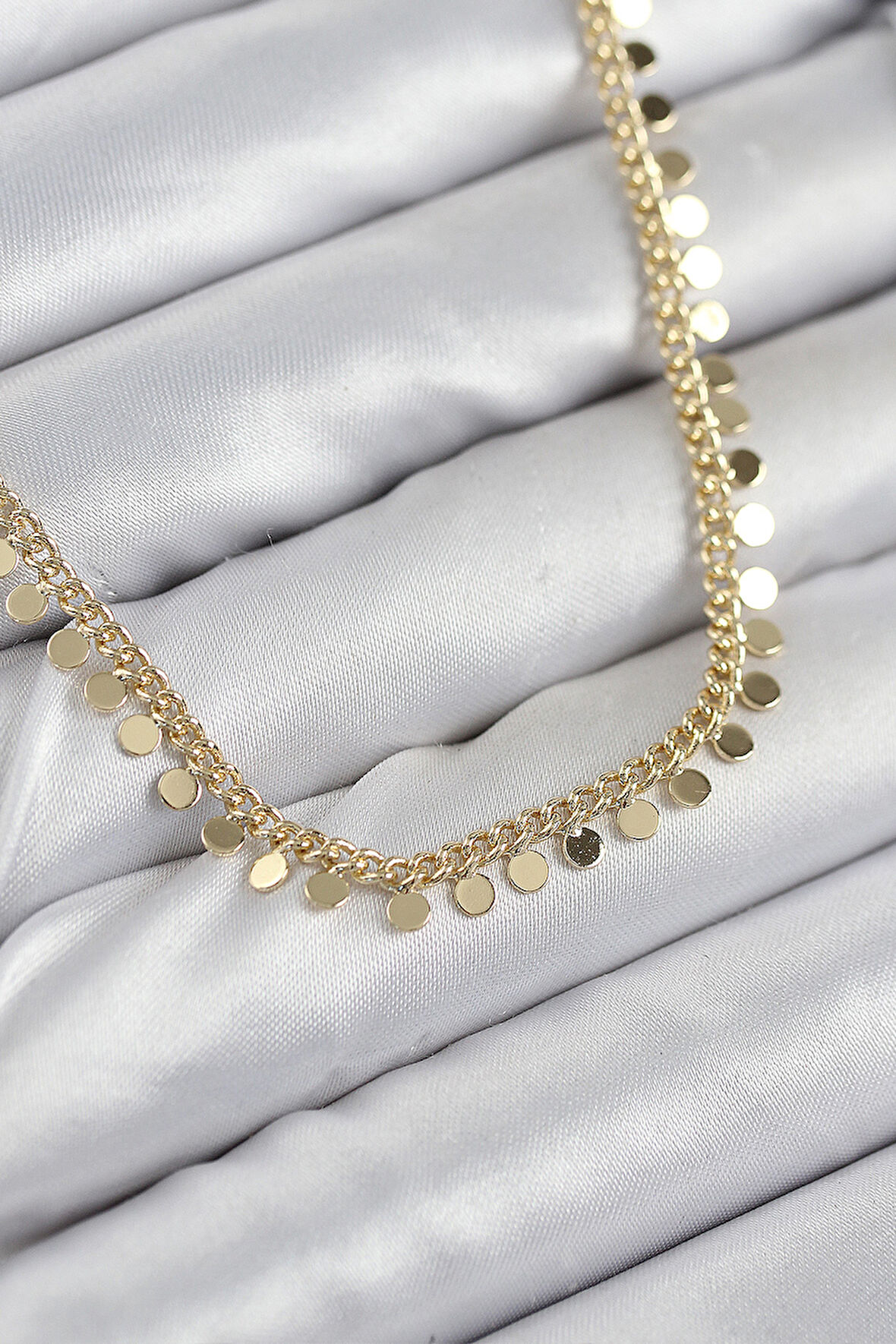 Tegan Pirinç Sıralı Pul Zincir Model Gold Renk Kadın Kolye TG27BKO10489