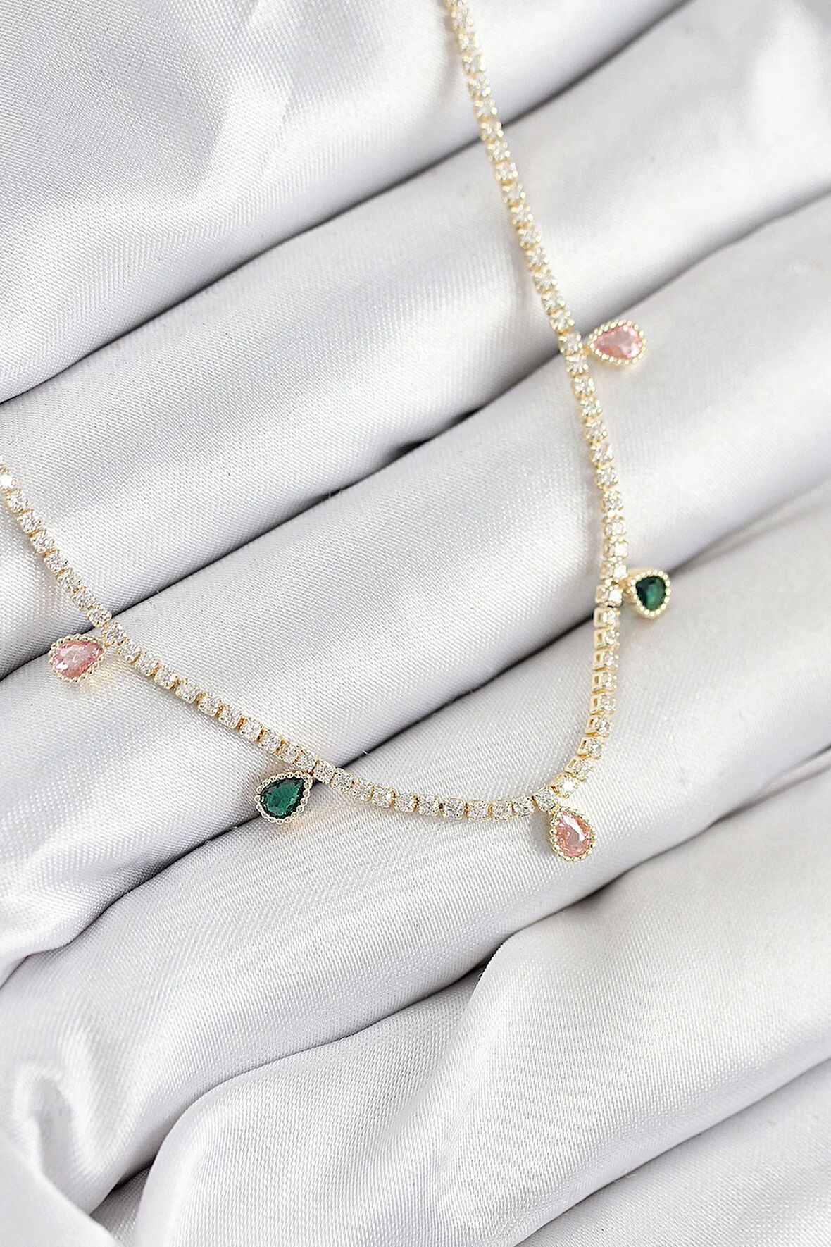 Tegan Pirinç Zirkon Taşlı Su Yolu Damla Model Gold Renk Kadın Kolye TG27BKO10545