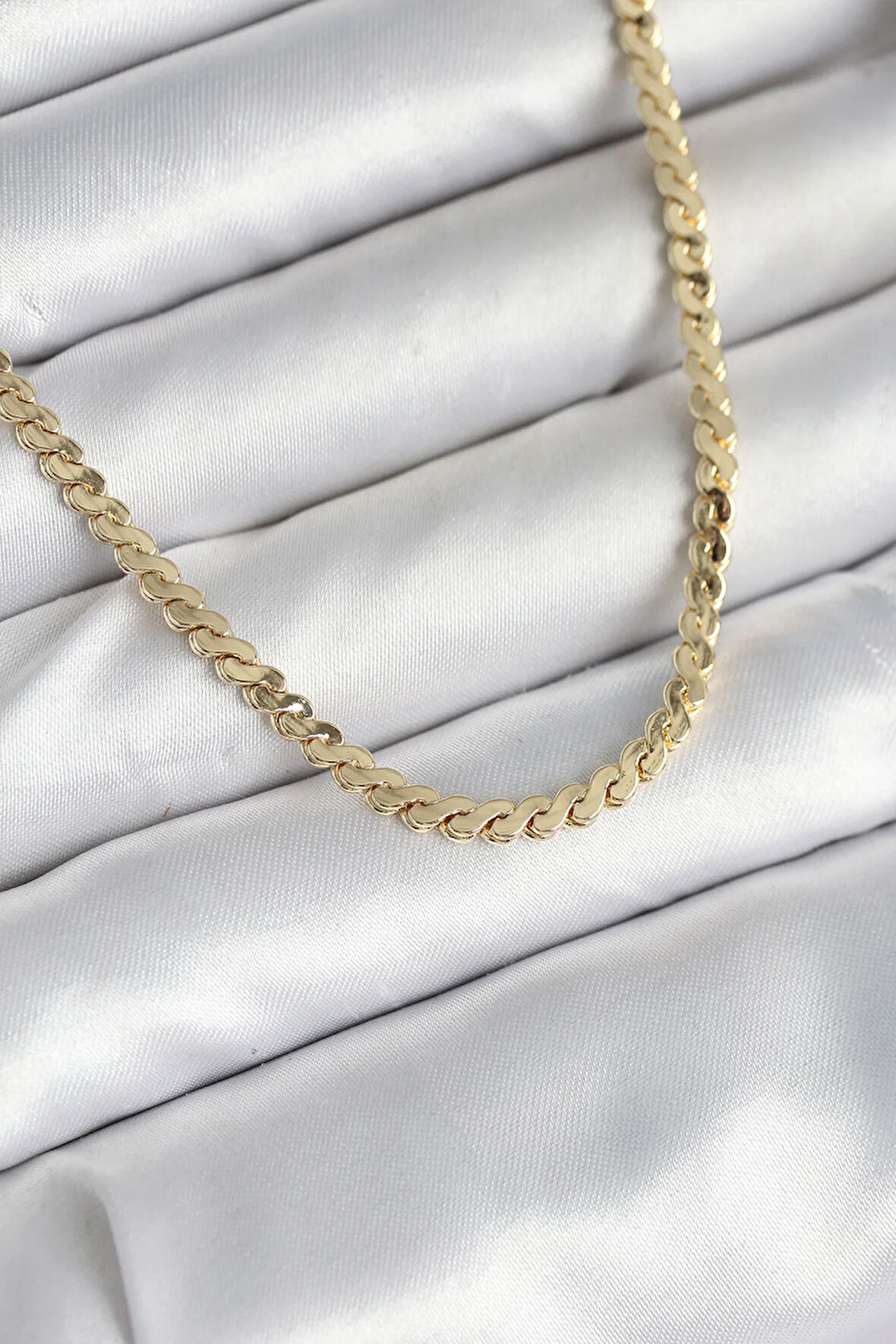 Tegan 60 cm Gold Renk Pirinç Yassı Zincir Model Kadın Kolye TG27BKO10602
