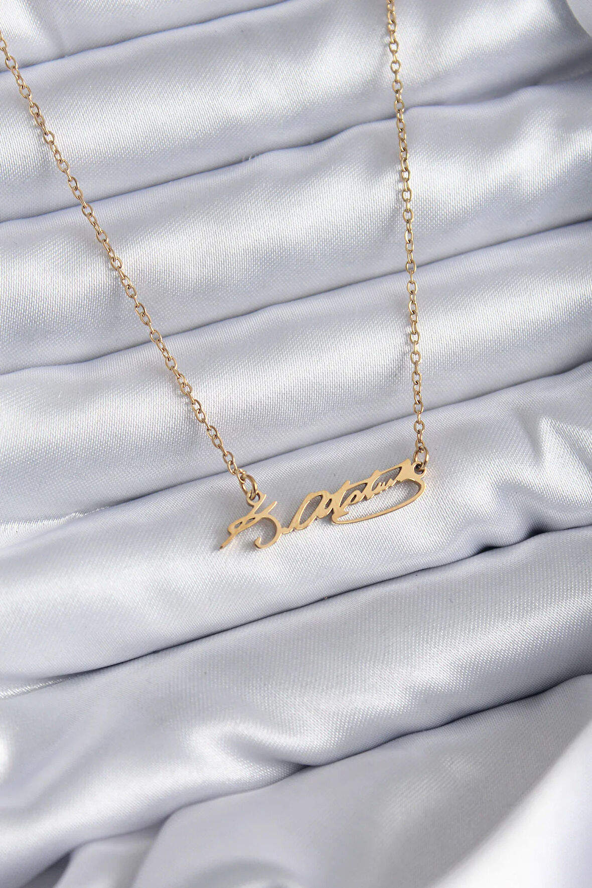 Tegan 316L Çelik Zincir Gold Renk Atatürk İmzası Model Kadın Kolye TG27BKO7842