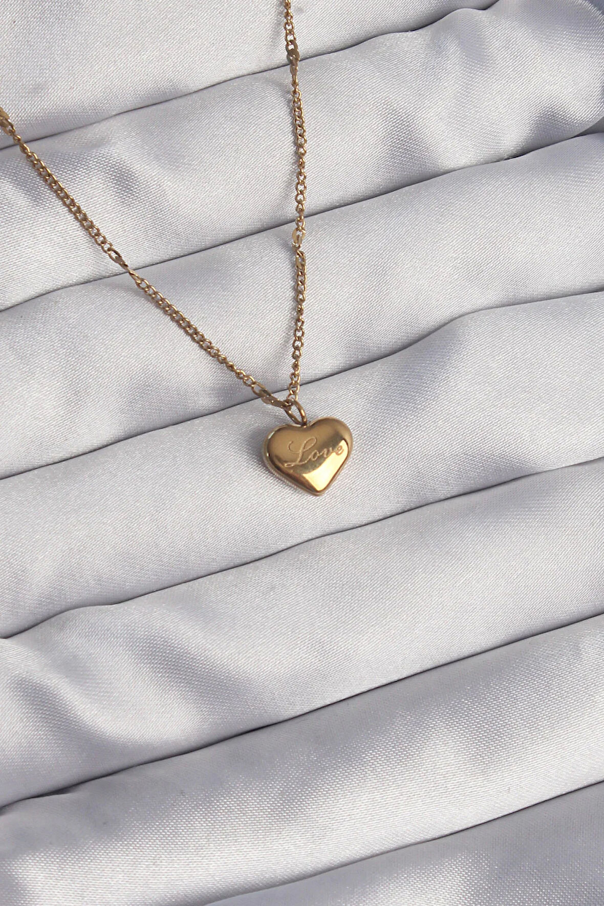 Tegan 316L Çelik Gold Renk Kalp Model Love Kolye TG27BKO8931