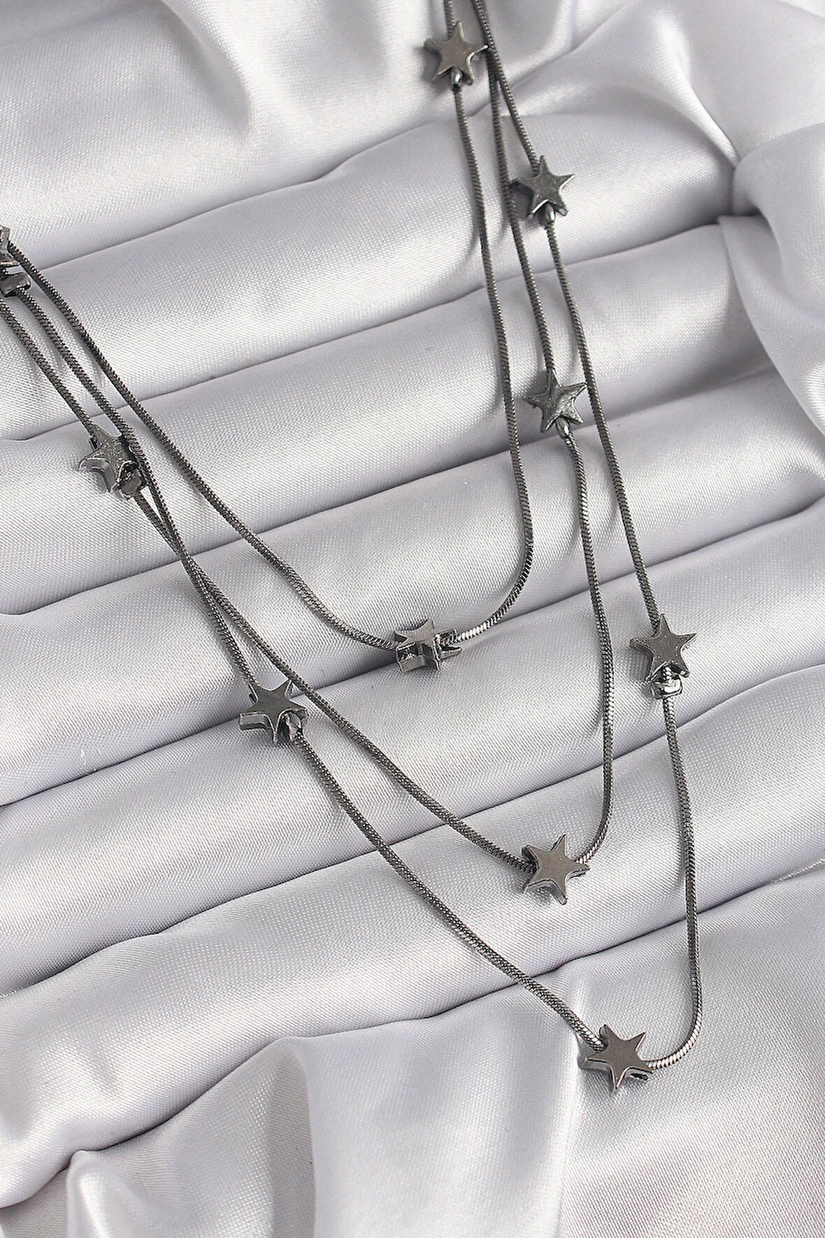 Tegan Pirinç Füme Renk 3'Lü Yıldız Model Kadın Kolye TG27BKO9623