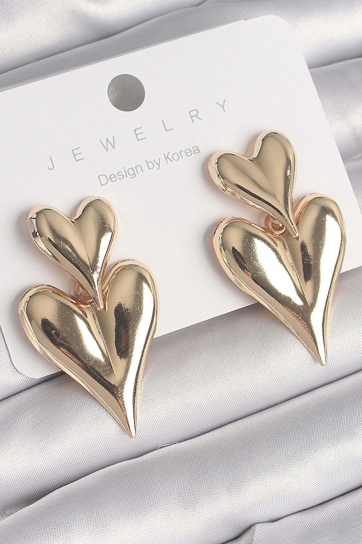 Tegan Pirinç Gold Renk Sallantı Kalp Model Kadın Küpe TG27BKP10233