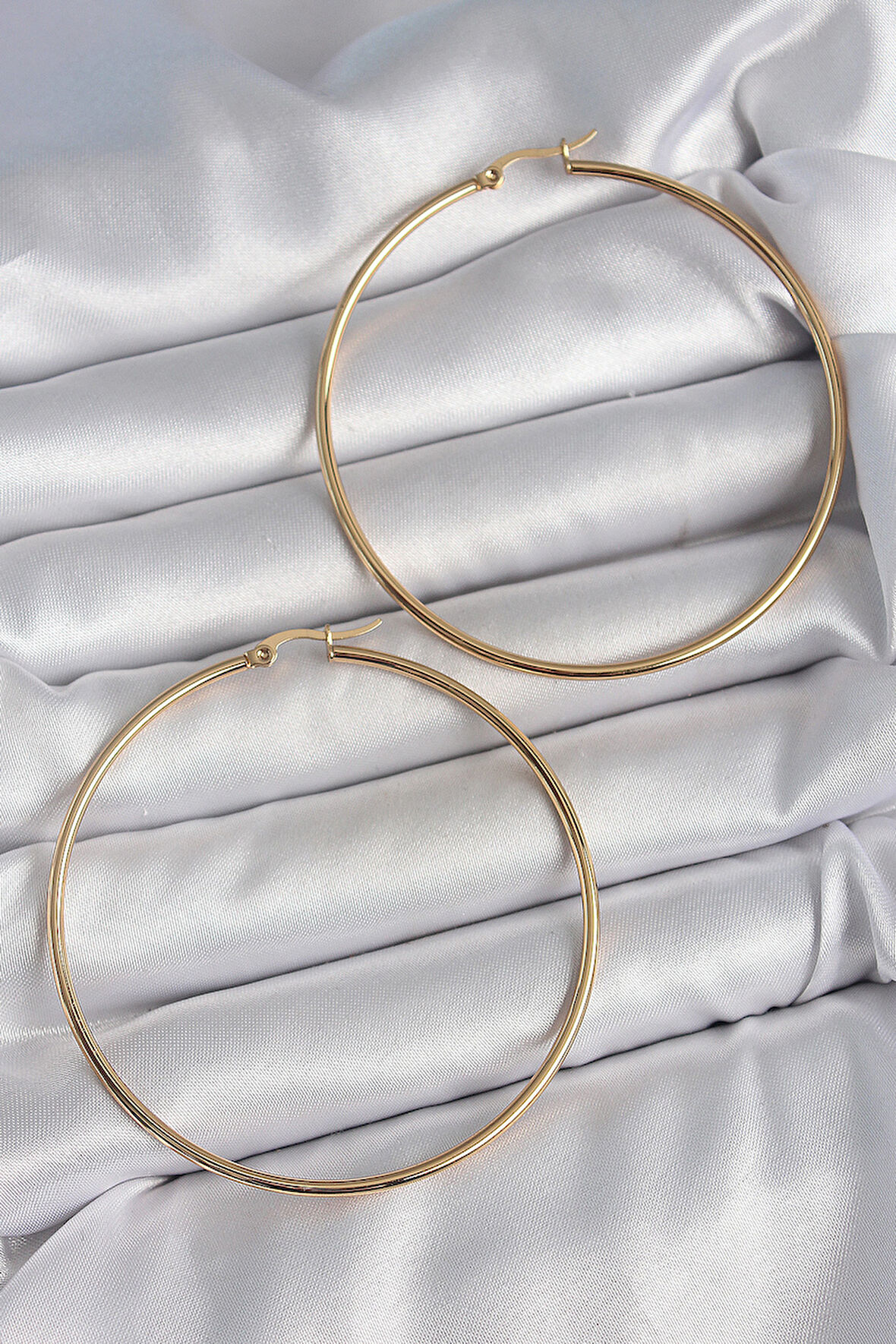 Tegan 316 Çelik Gold Renk 63 mm Halka Model Kadın Küpe TG27BKP10512