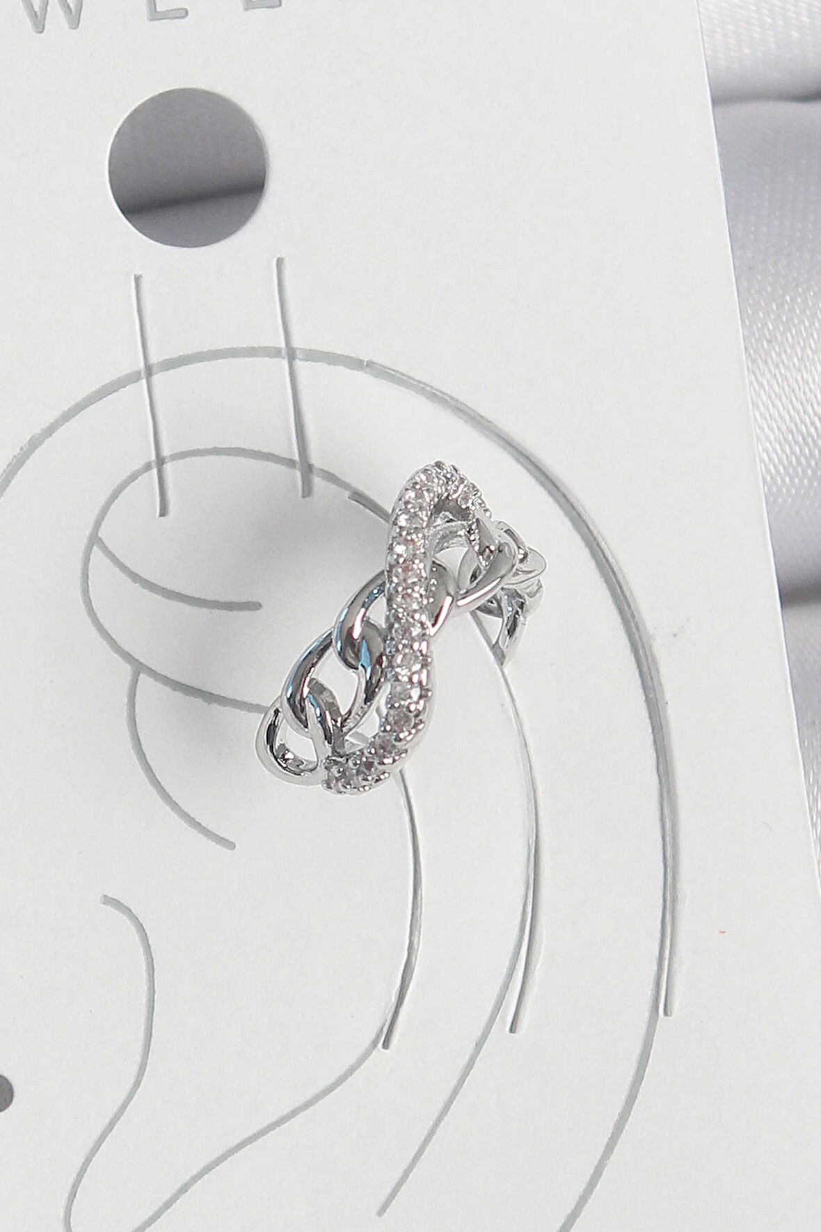 Tegan Pirinç Gümüş Renk Zirkon Taşlı Zincir Sonsuzluk Model Kadın Kıkırdak Küpe TG27BKP10553