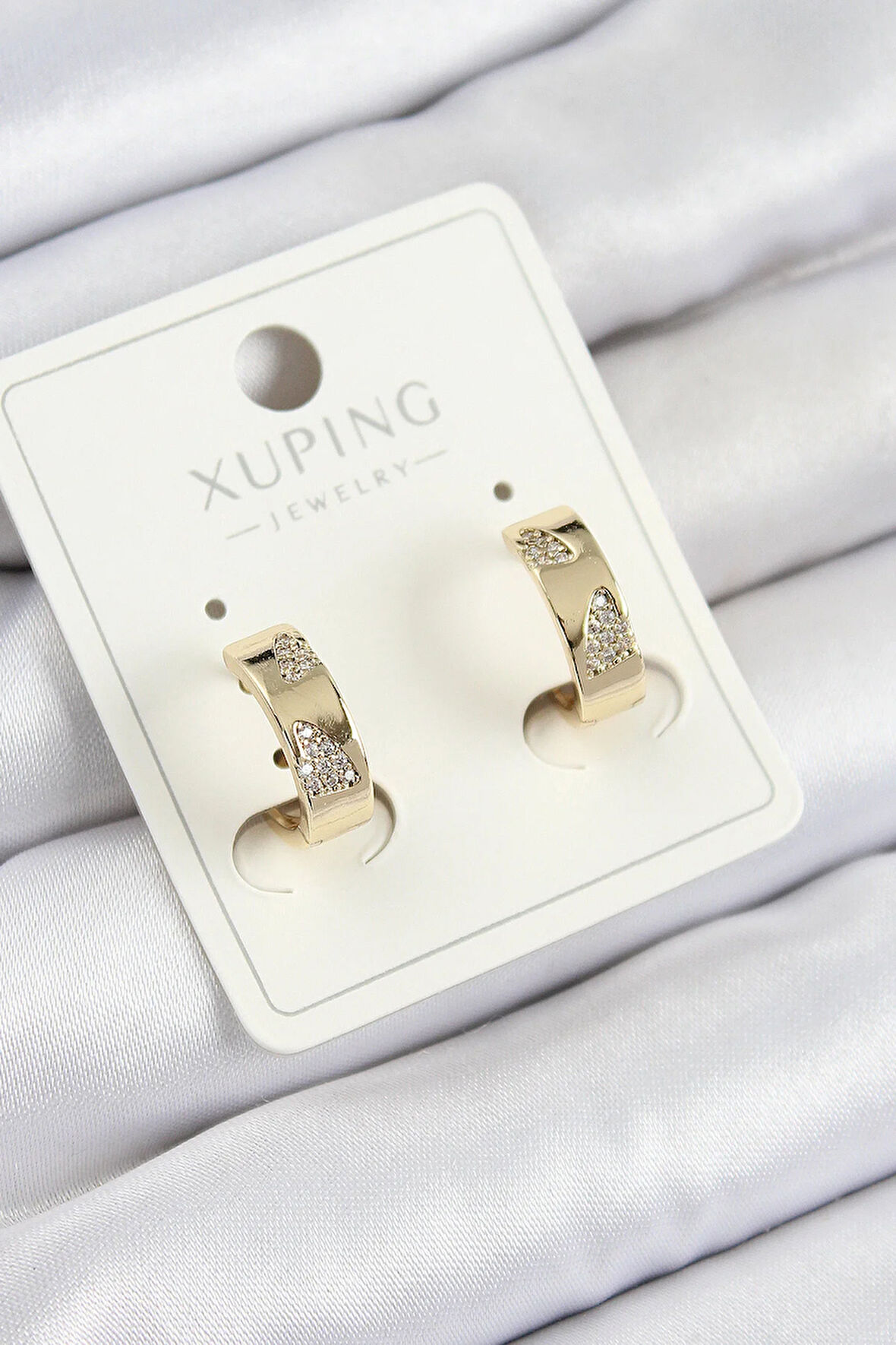 Tegan Xuping Zirkon Taşlı Desenli Halka Model Gold Renk Kadın Küpe TG27BKP10851