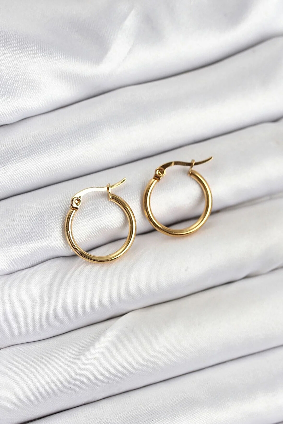 Tegan 316L Çelik Gold Renk 15 mm Halka Kadın Küpe TG27BKP11225