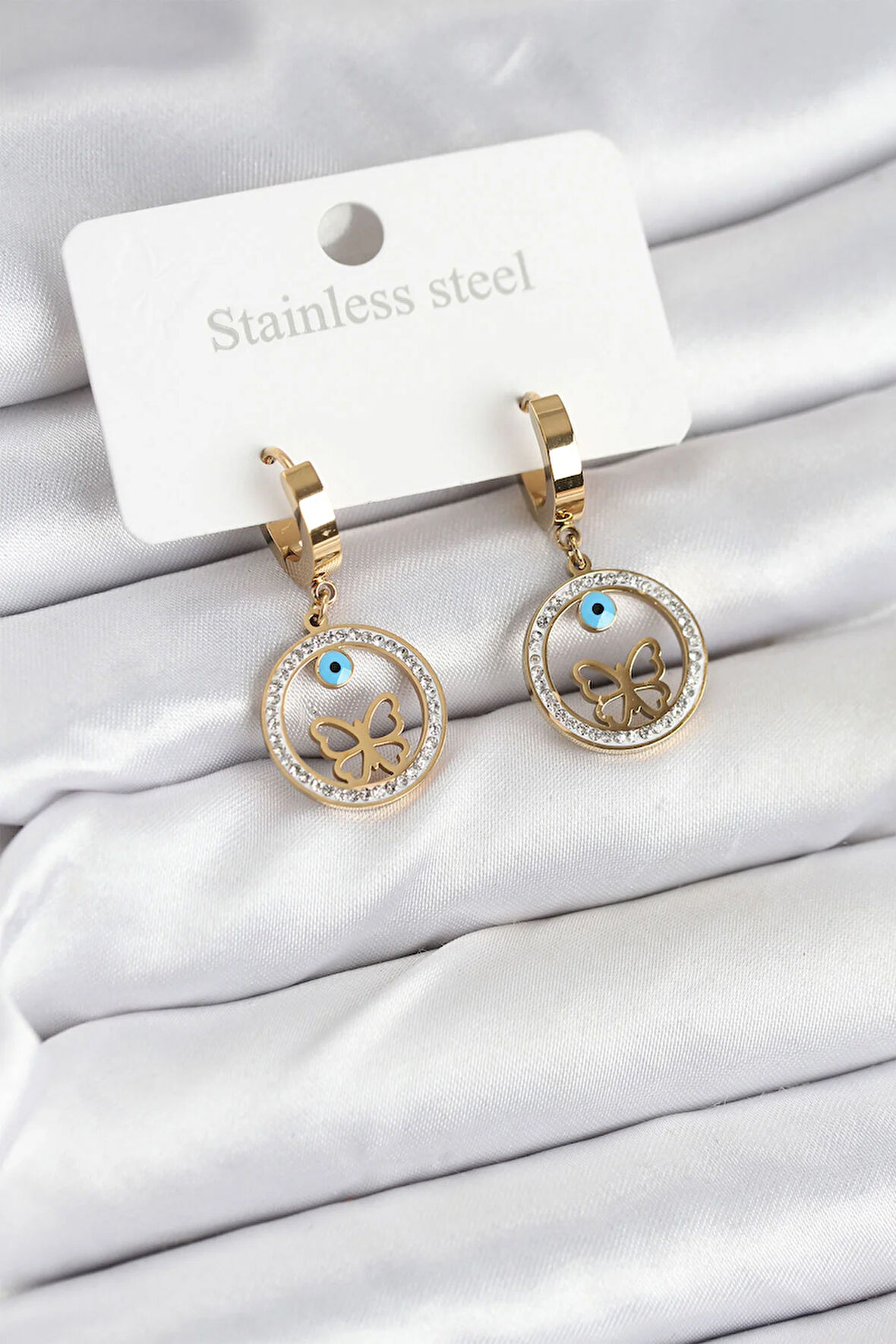 Tegan 316L Çelik Halka Kelebek Kadın Küpe TG27BKP11228