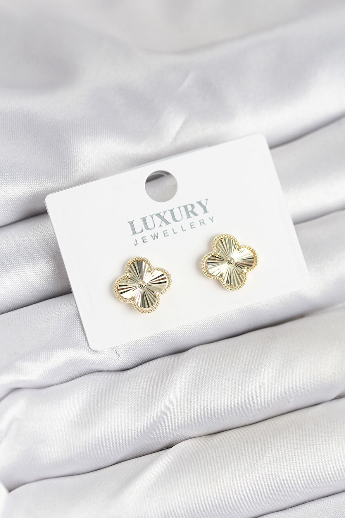 Tegan Pirinç Gold Renk Tekli Yonca Kadın Küpe TG27BKP11232