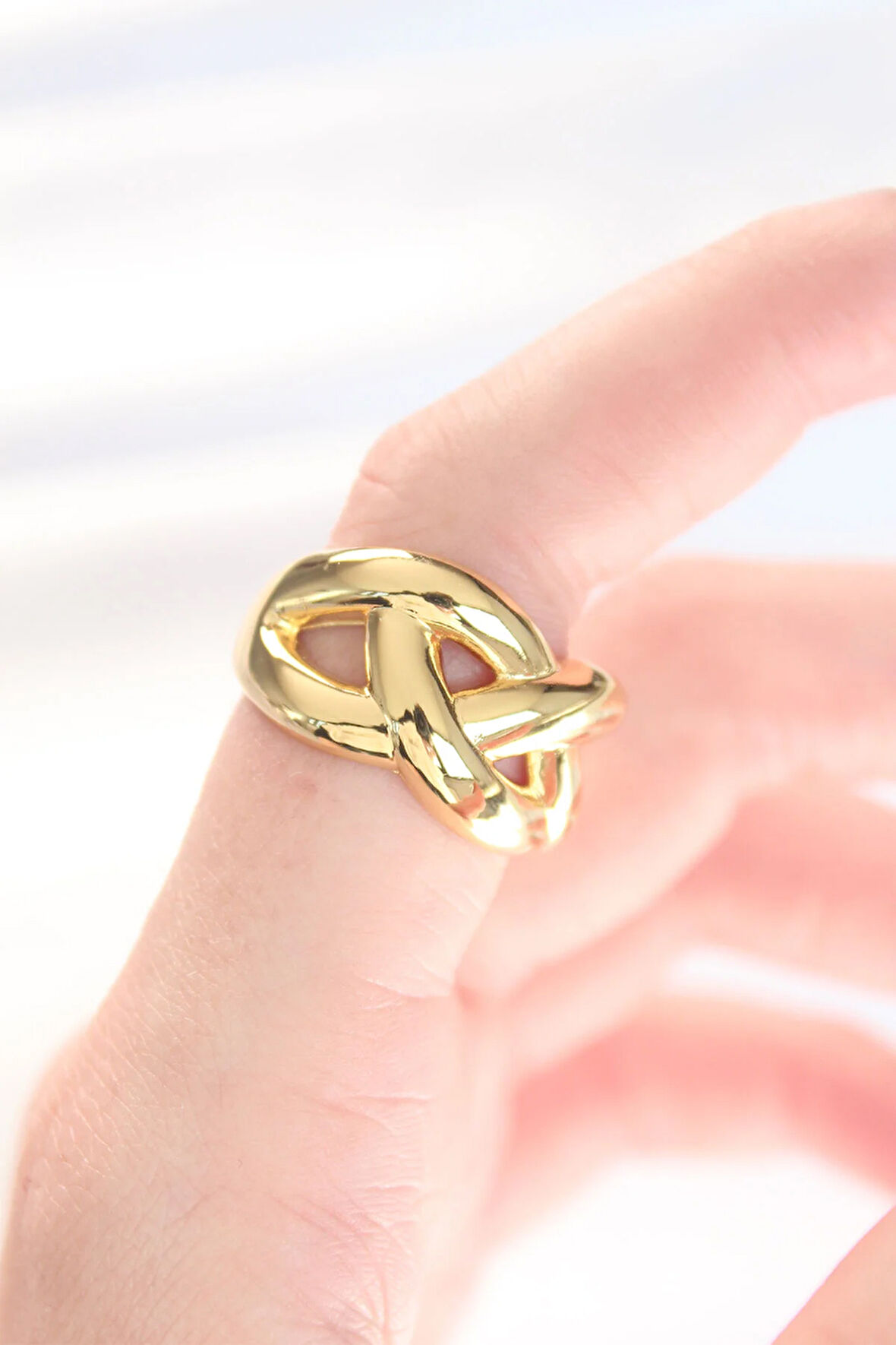 Tegan Düğüm Model Gold Renk Ayarlanabilir Yüzük TG27BYK3126