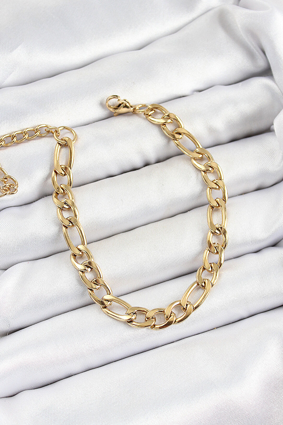 Tegan 316L Çelik Gold Renk Kalın Zincir Erkek Bileklik TG27EB3737
