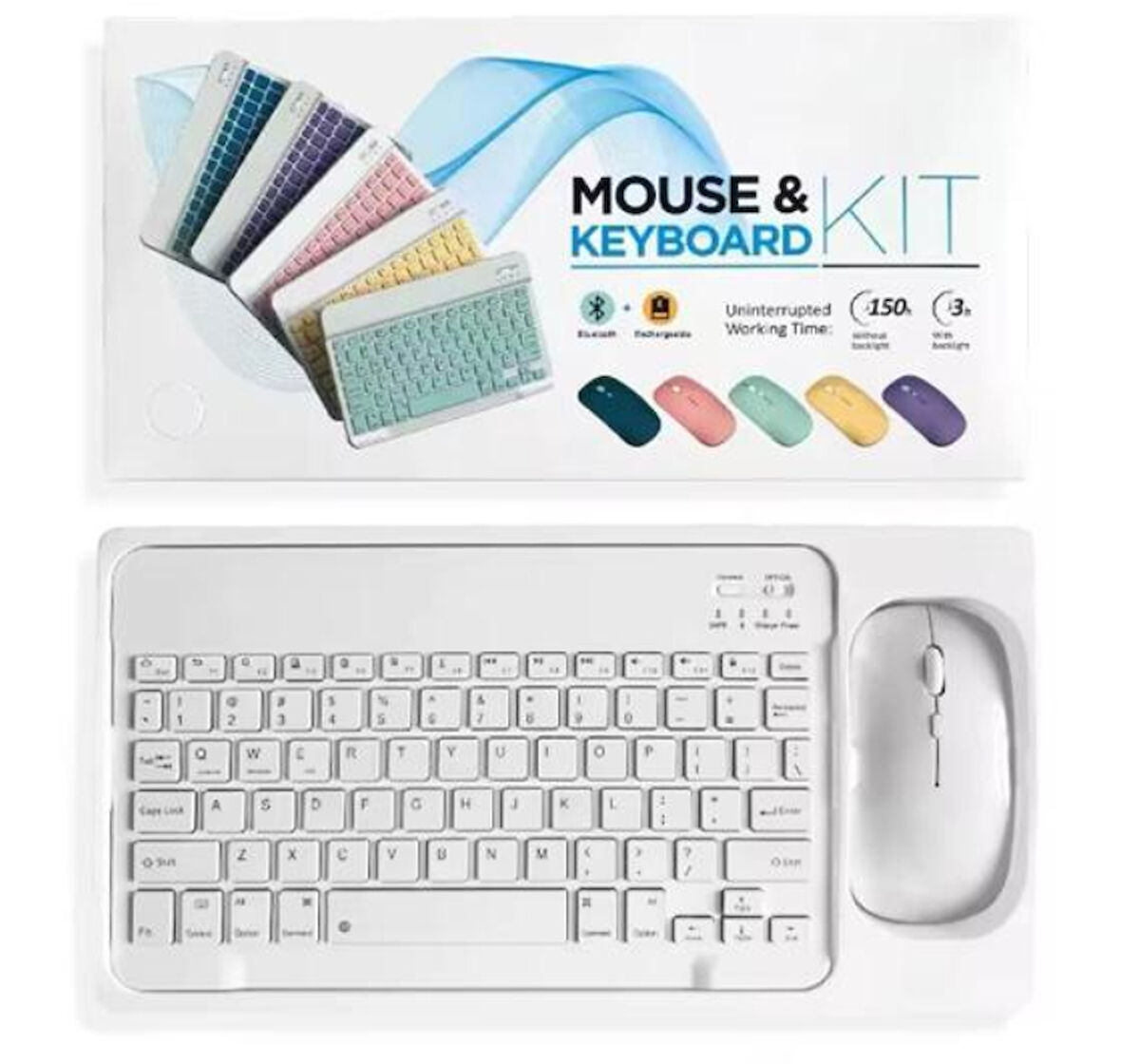 ZR20Km Beyaz Kablosuz Klavye Mouse Set