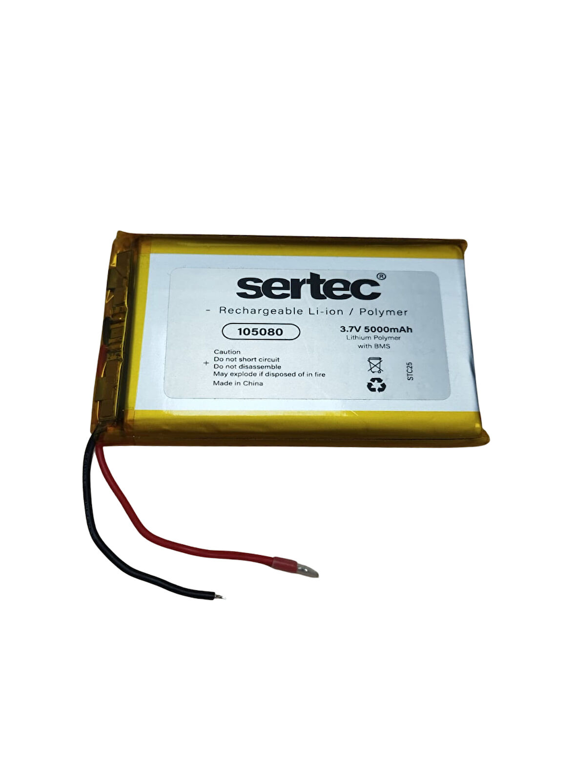 105080 3.7V 5000 mAh Li-Polymer Pil (Devreli/1.5A)