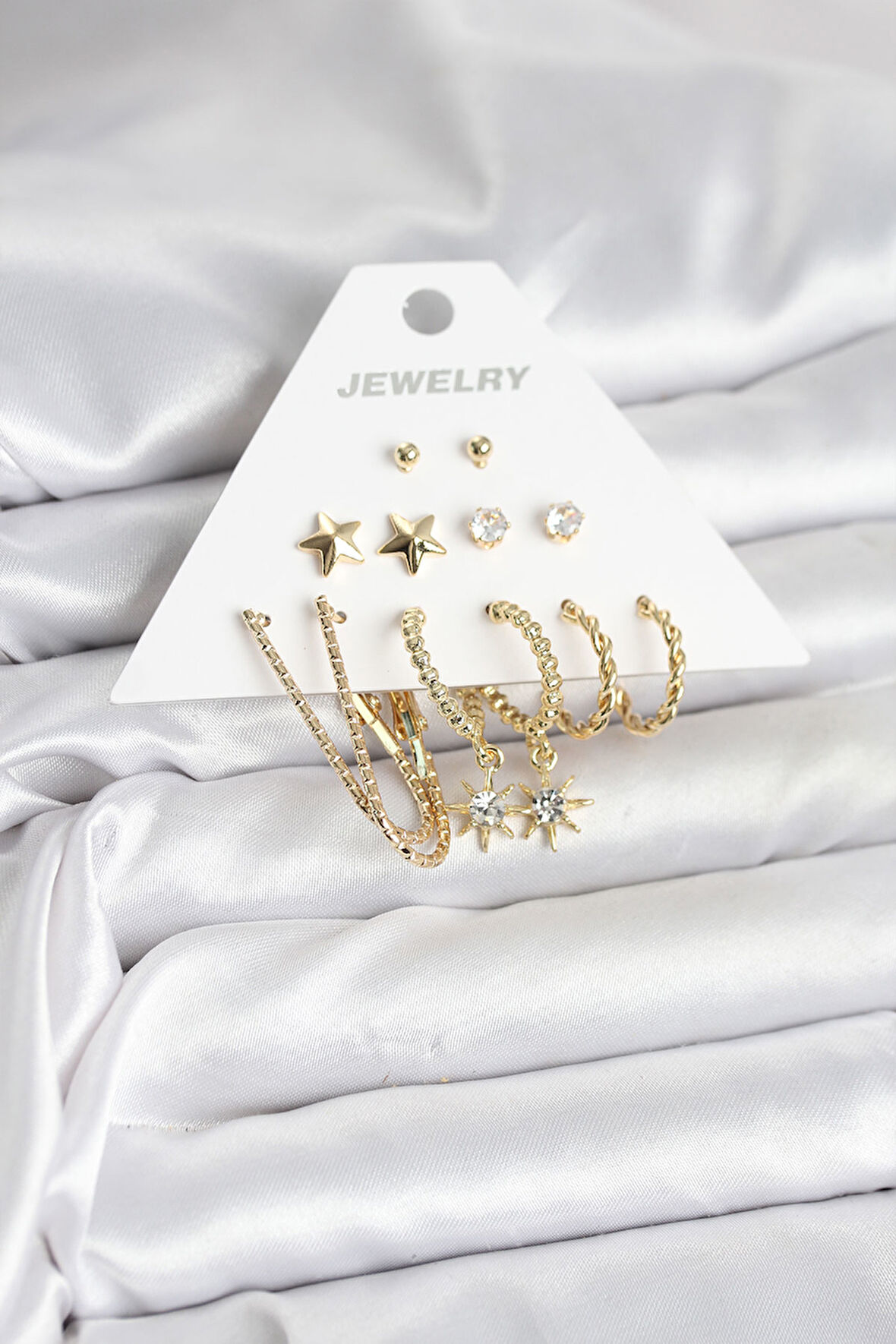 6 Çift Kadın Küpe Seti Gold Renk - TJ-BKP11318