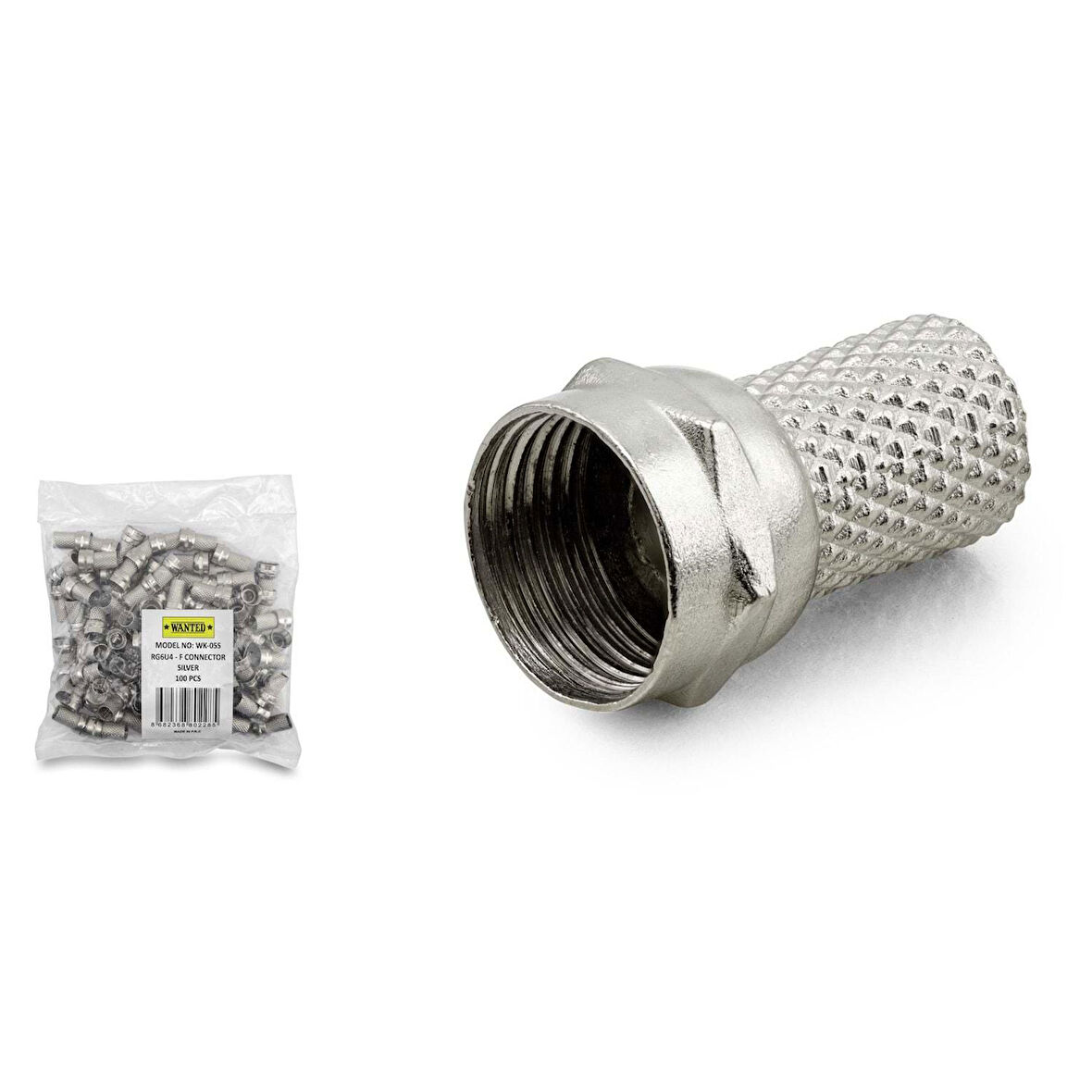 F Konnektör 17 Mm 100 Lü Paket Sılver WK-05S