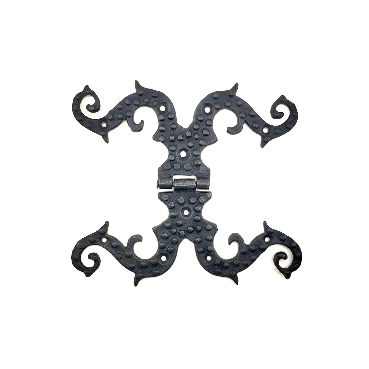 Antika Tarz Dekoratif Pirinç Süslü Menteşe - 190x170 mm, Oksit