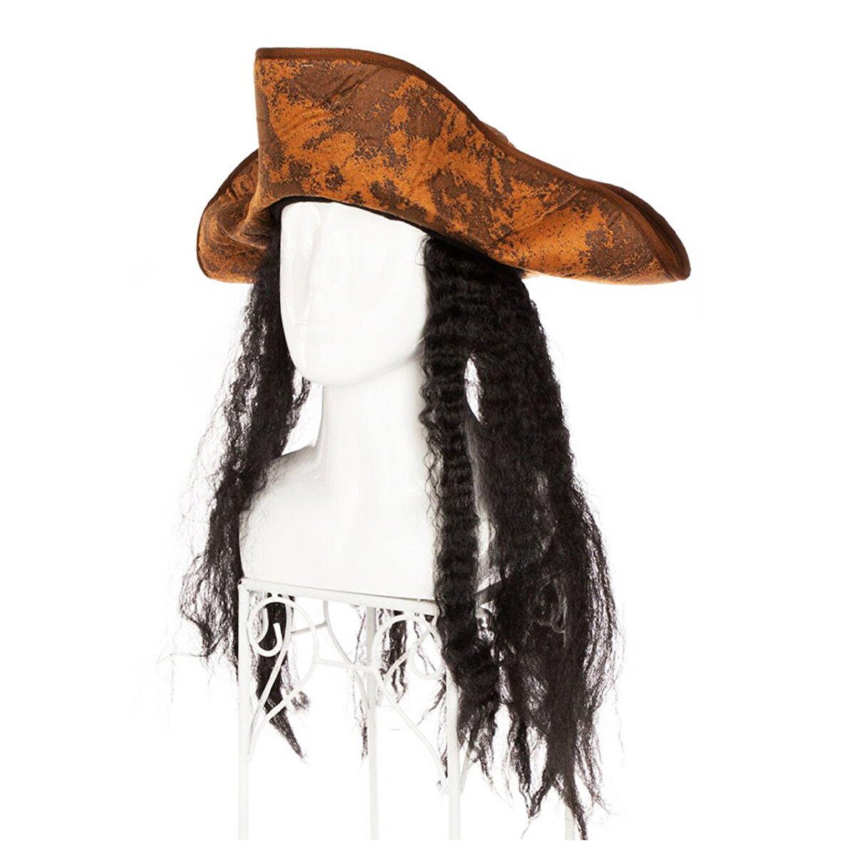 Siyah Saçlı Kaptan Korsan Şapkası