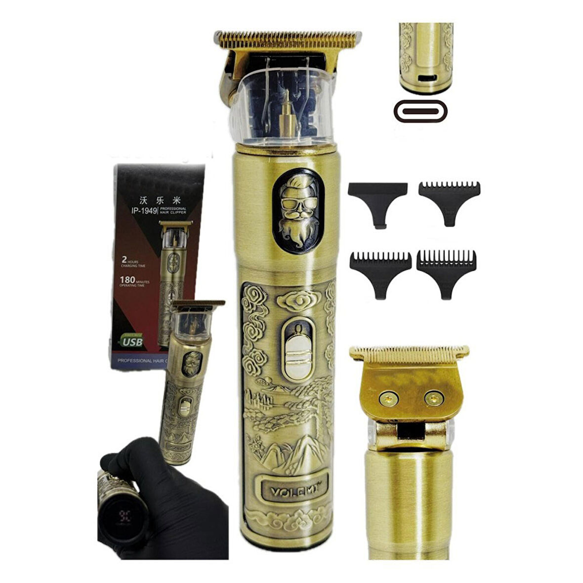 Şarj Göstergeli Sakal Lazer Öncesi Vücut Ense Çizim Sıfıra Yakın Tıraş IP-1949