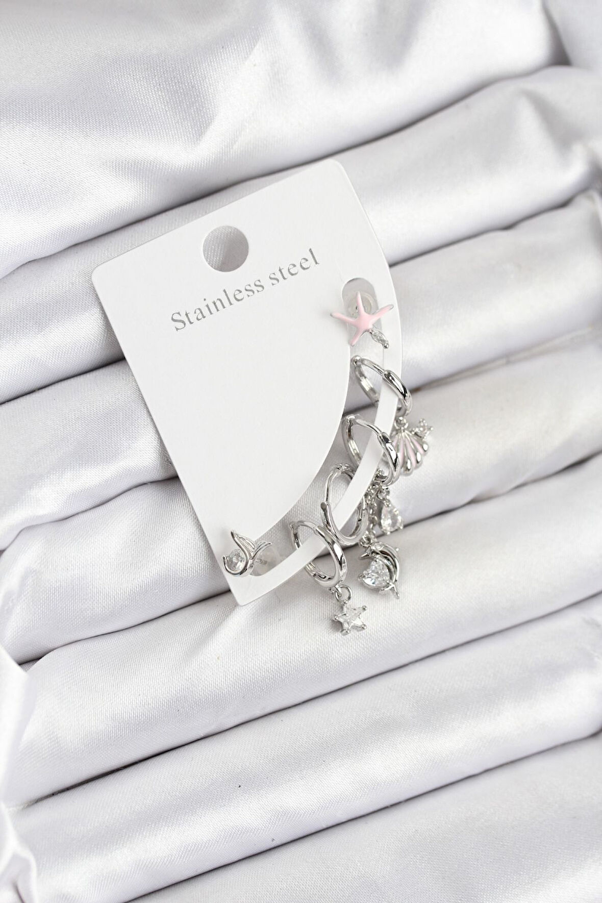 Pirinç Gümüş Renk Set Küpe - TJ-BKP11216