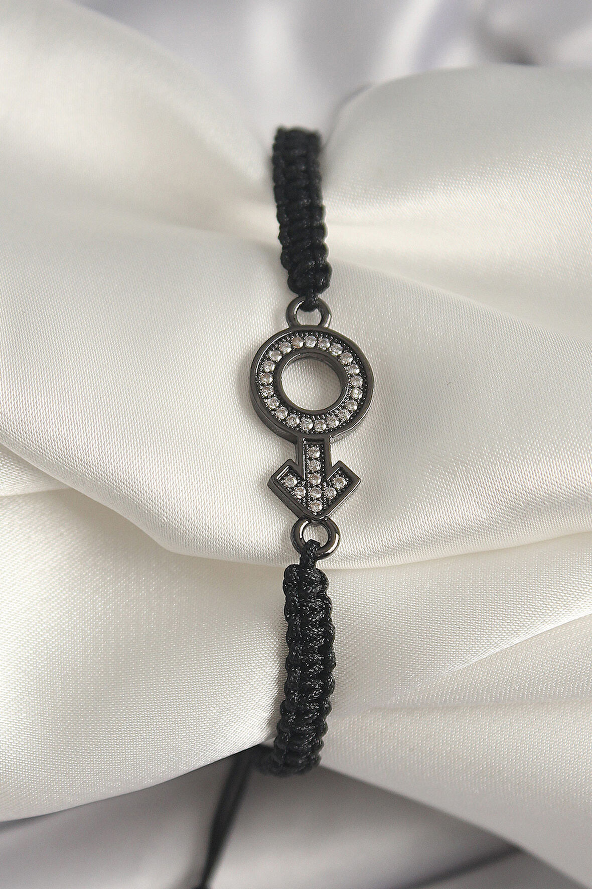 Pirinç Füme Renk Zirkon Taşlı Venüs Mars Asansörlü Makrome Model Kadın Bileklik - TJ-BB6796